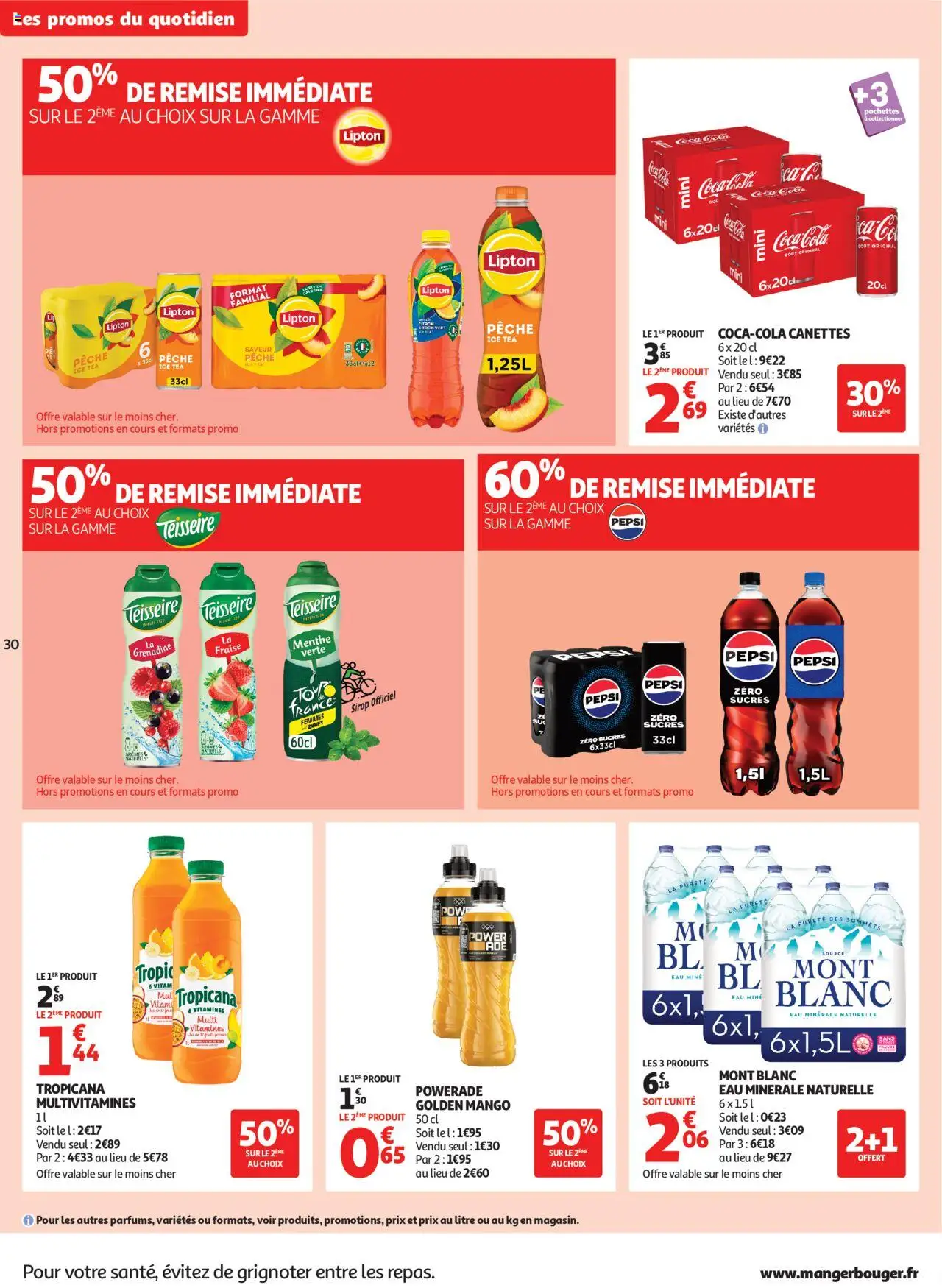  | Page: 30 | Produits: Fraise, Menthe, Pêche, Eau minérale naturelle