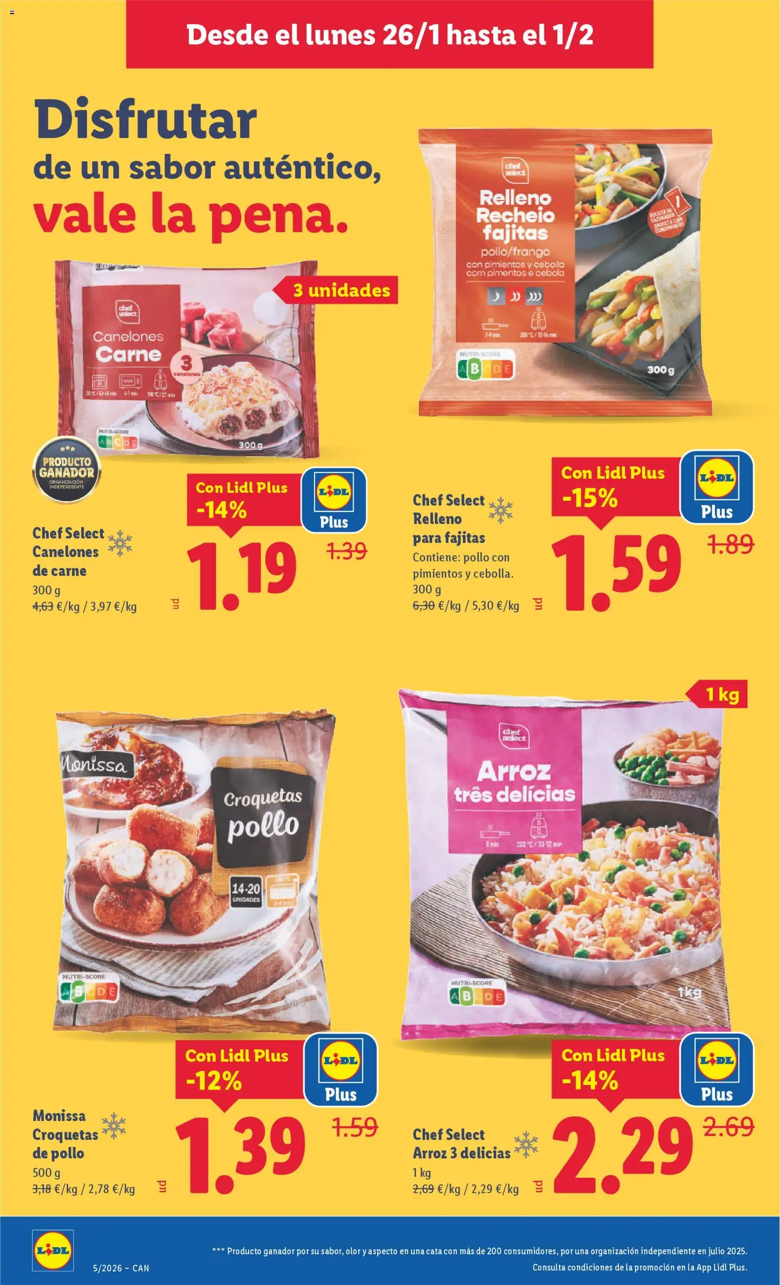 Lidl - Canarias │ válido desde el 26.01.2026 | Página: 12 | Productos: Arroz, Παγωμένο τσάι, Croquetas, Canelones