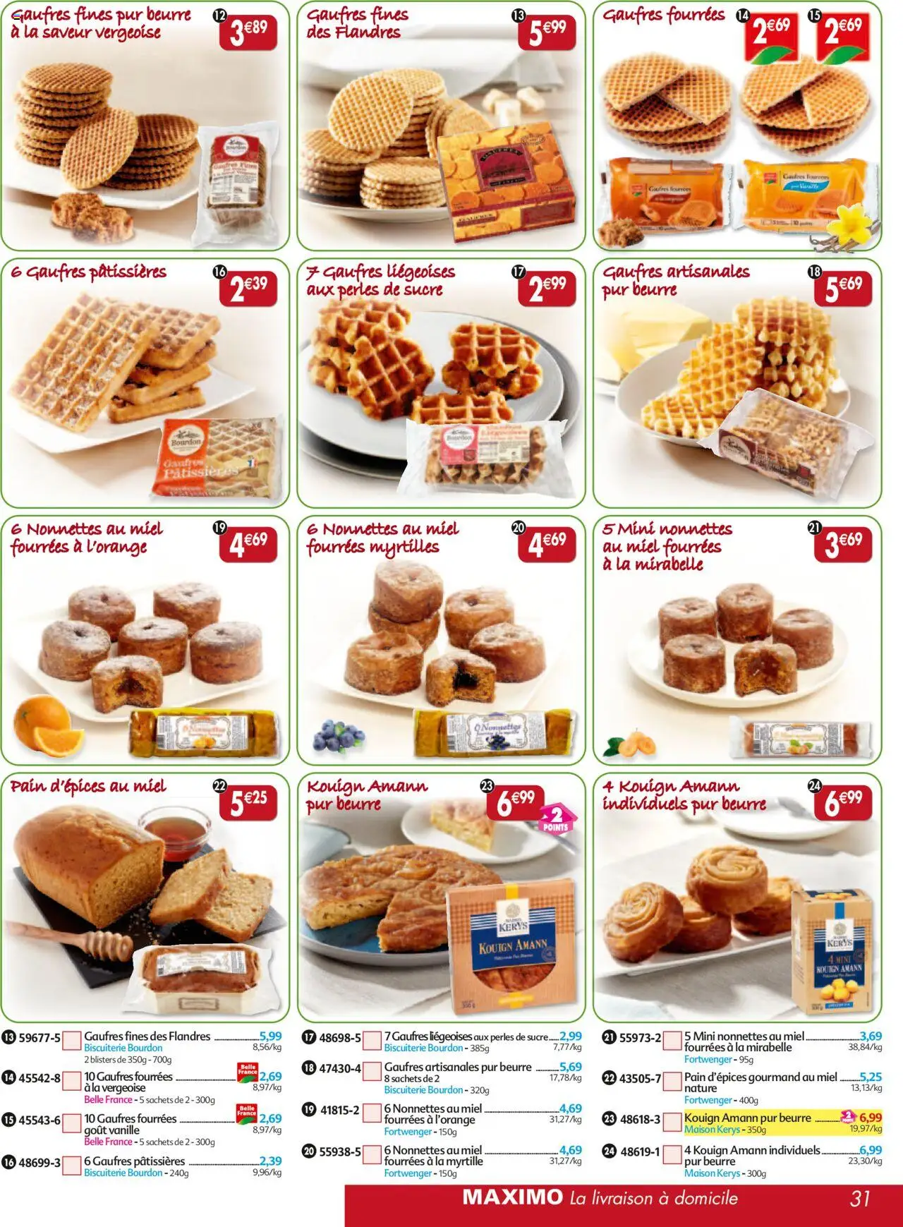 {H1} | Page: 31 | Produits: Sucre, Miel, Beurre, Gaufres