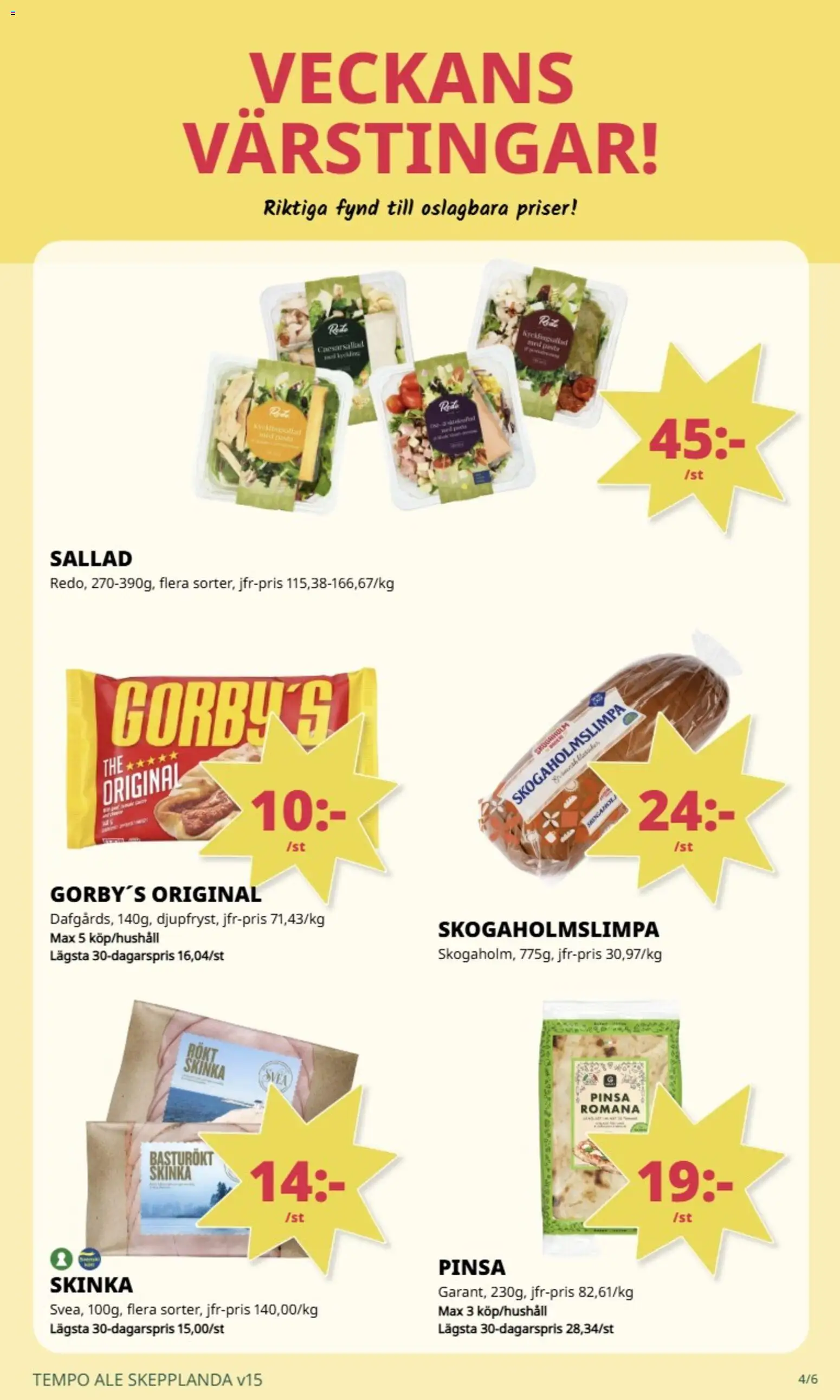 Tempo reklamblad aktuell från 07.04.2026 | Sida: 3 | Produkter: Skinka, Sallad