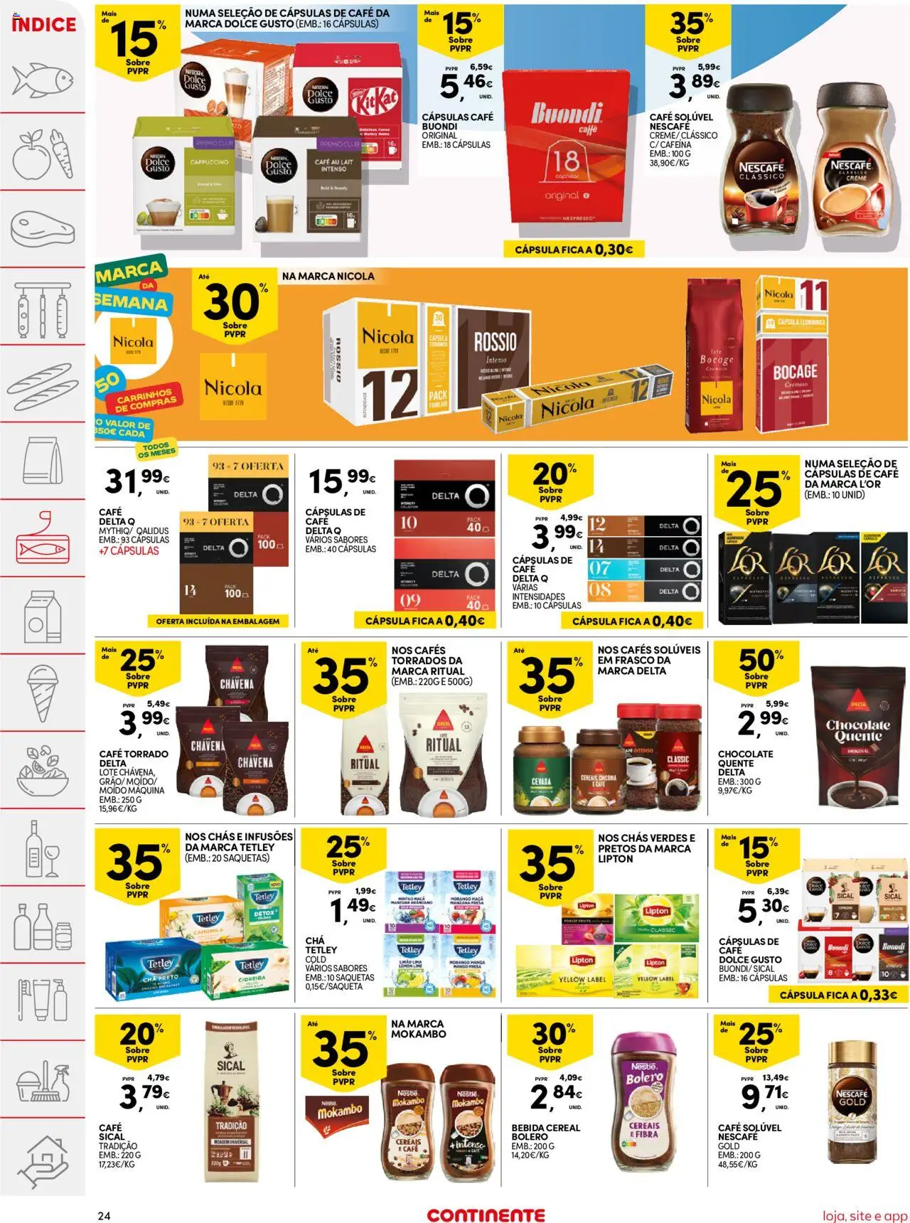 Continente folheto │ válido de 12.08.2025 | Página: 24 | Produtos: Capsulas dolce gusto, Cápsulas café, Chocolate, Chá