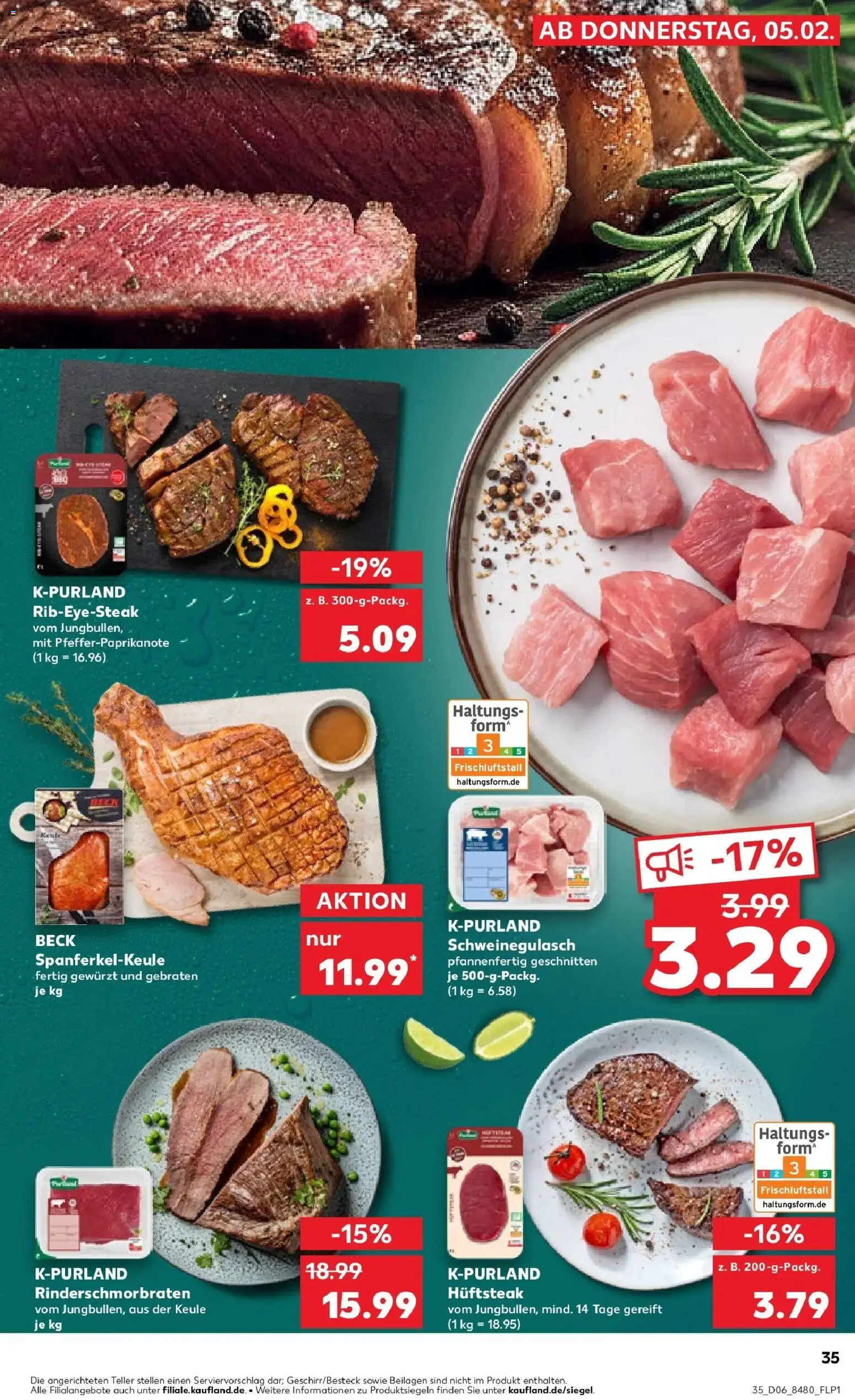 Kaufland prospekt Göppingen	 – gültig ab 09.02.2026 | Seite: 35 | Produkte: Schweinegulasch, Steak