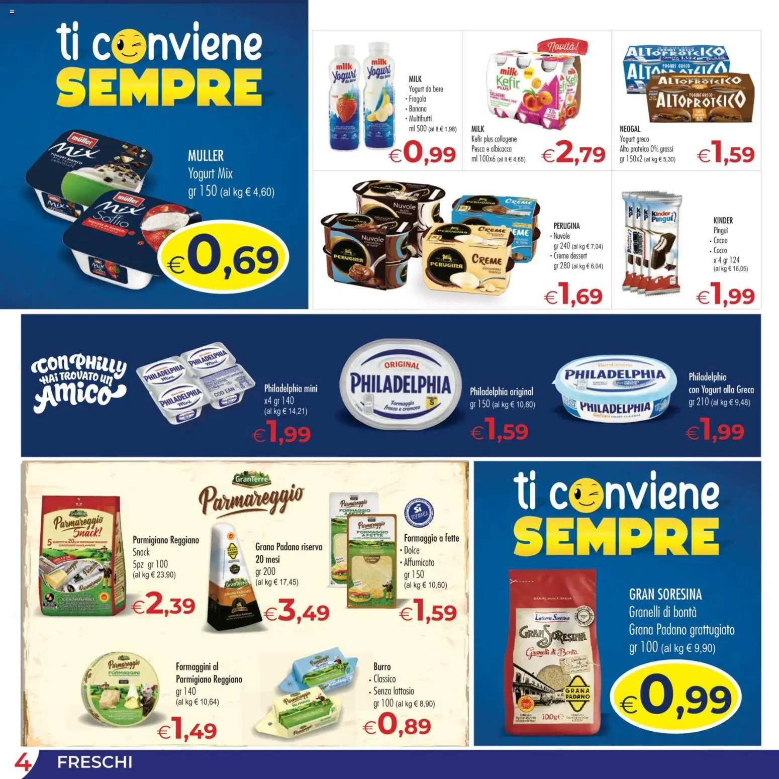 Volantino MerSi Supermercati del 22.04.2026 | Pagina: 4 | Prodotti: Cocco, Grana Padano, Cacao, Parmigiano reggiano
