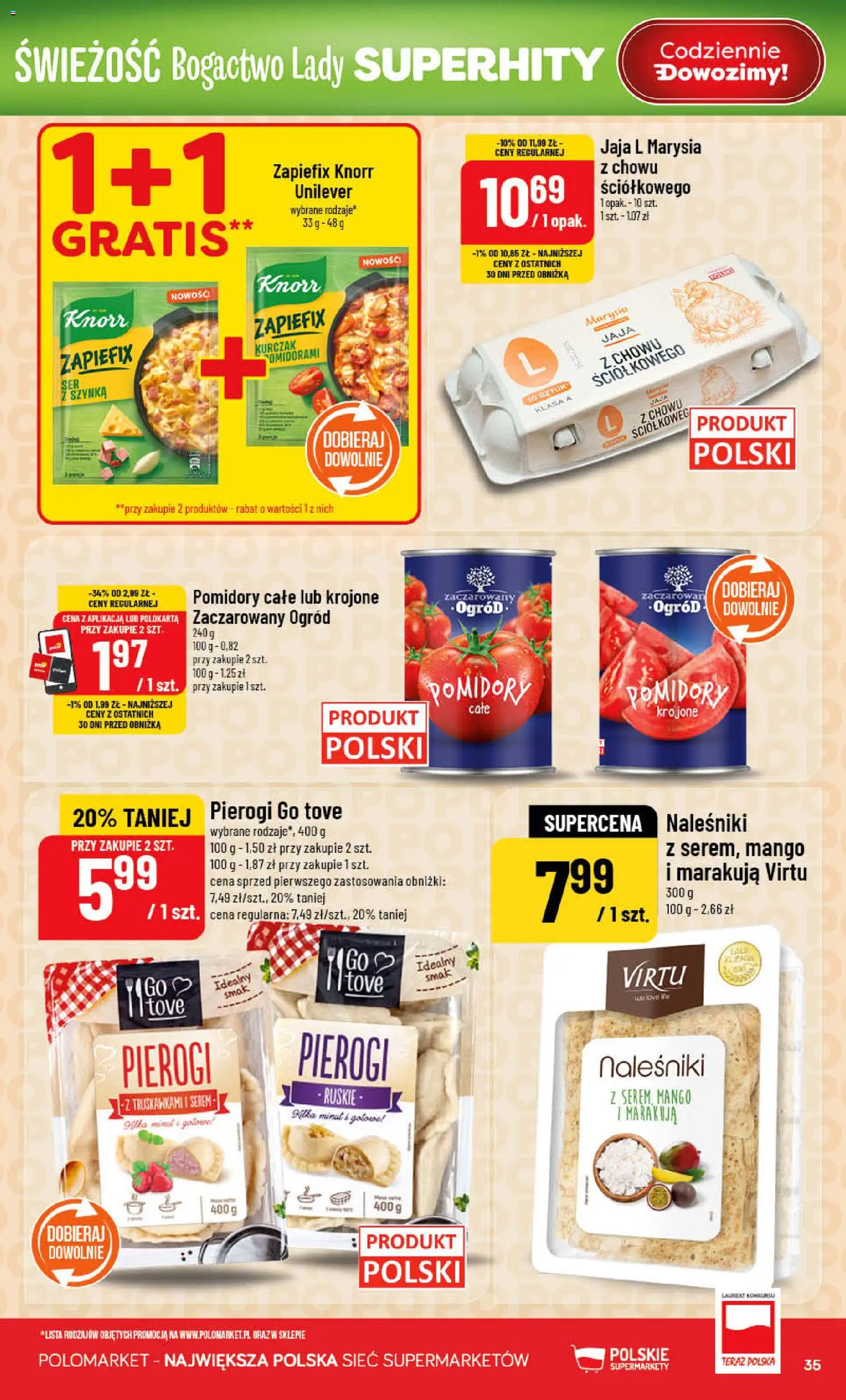 POLOmarket gazetka od 08.04.2026 | Strona: 35 | Produkty: Mango, Pierogi, Naleśniki, Jaja
