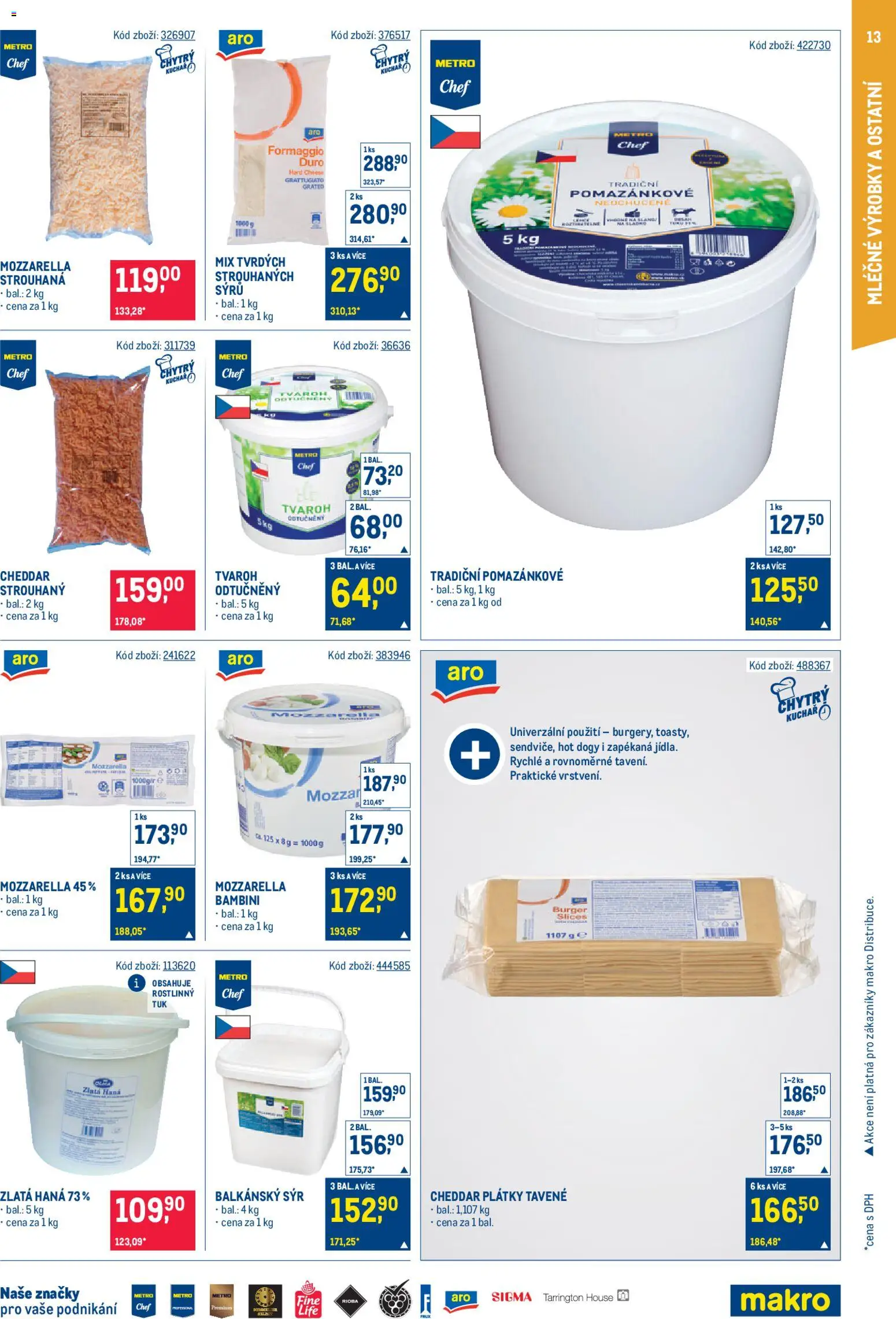 Makro leták - Gastronomie od 11.02.2026 | Strana: 13 | Produkty: Balkánský sýr, Tvaroh, Mozzarella, Cheddar