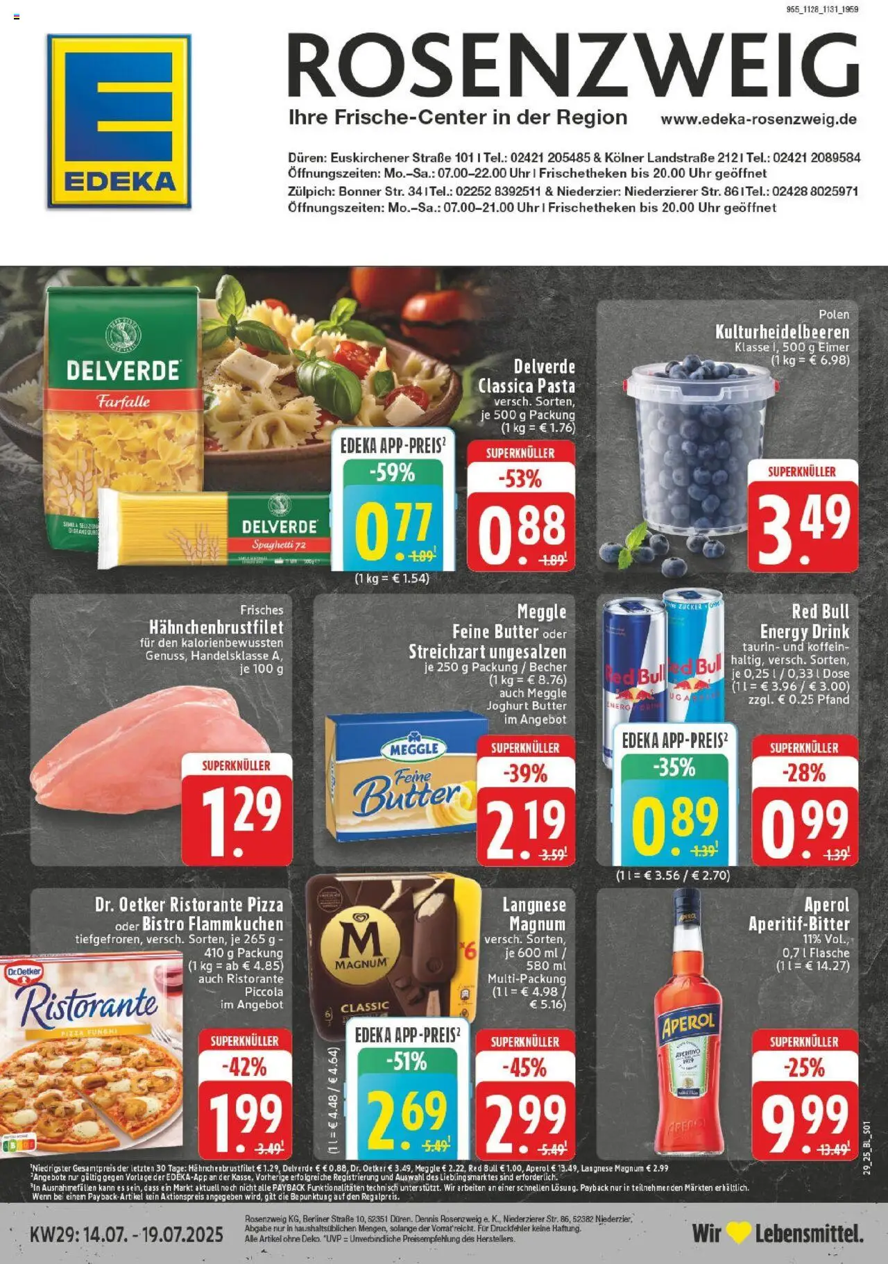 Edeka prospekt Zülpich	 - gültig ab dem 13.07.2025 | Seite: 1 | Produkte: Langnese, Zucker, Pasta, Pizza