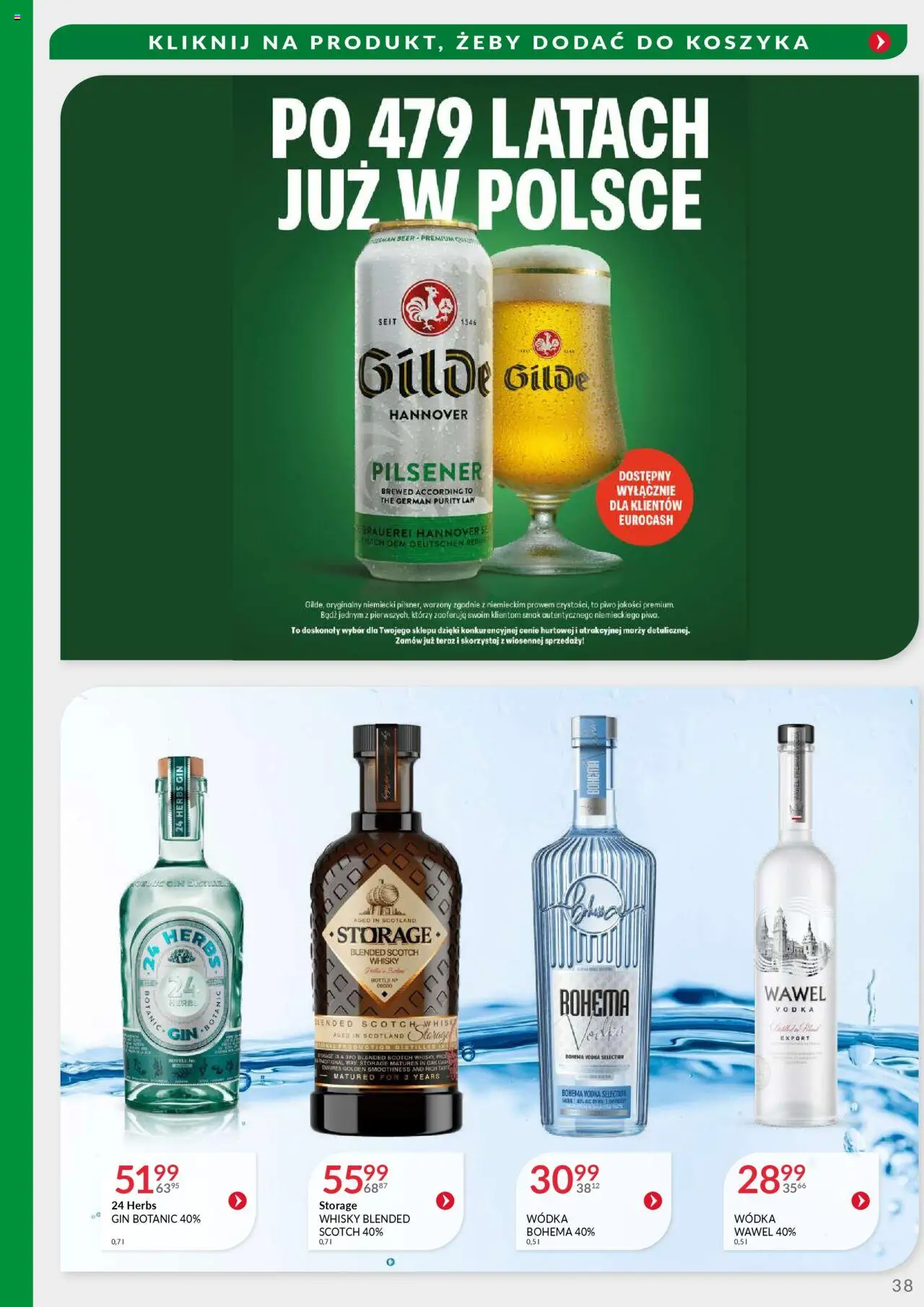 Eurocash Gazetka - Oferta Handlowa MR Południowy Wschód od 04.08.2025 | Strona: 38 | Produkty: Vodka, Gin, Wódka, Whisky