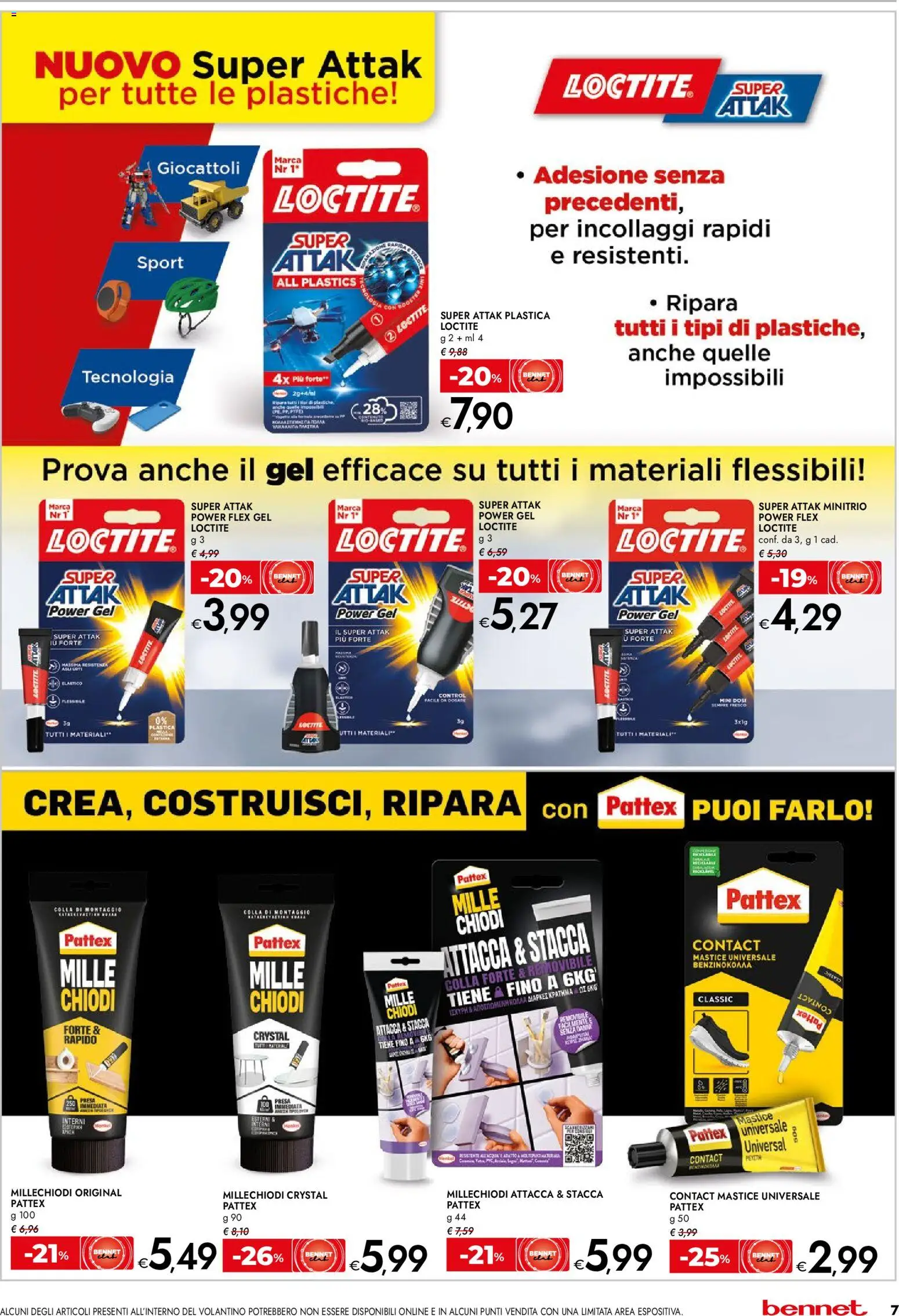 Volantino bennet del 07.04.2026 | Pagina: 7 | Prodotti: Colla, Chiodi, Presa