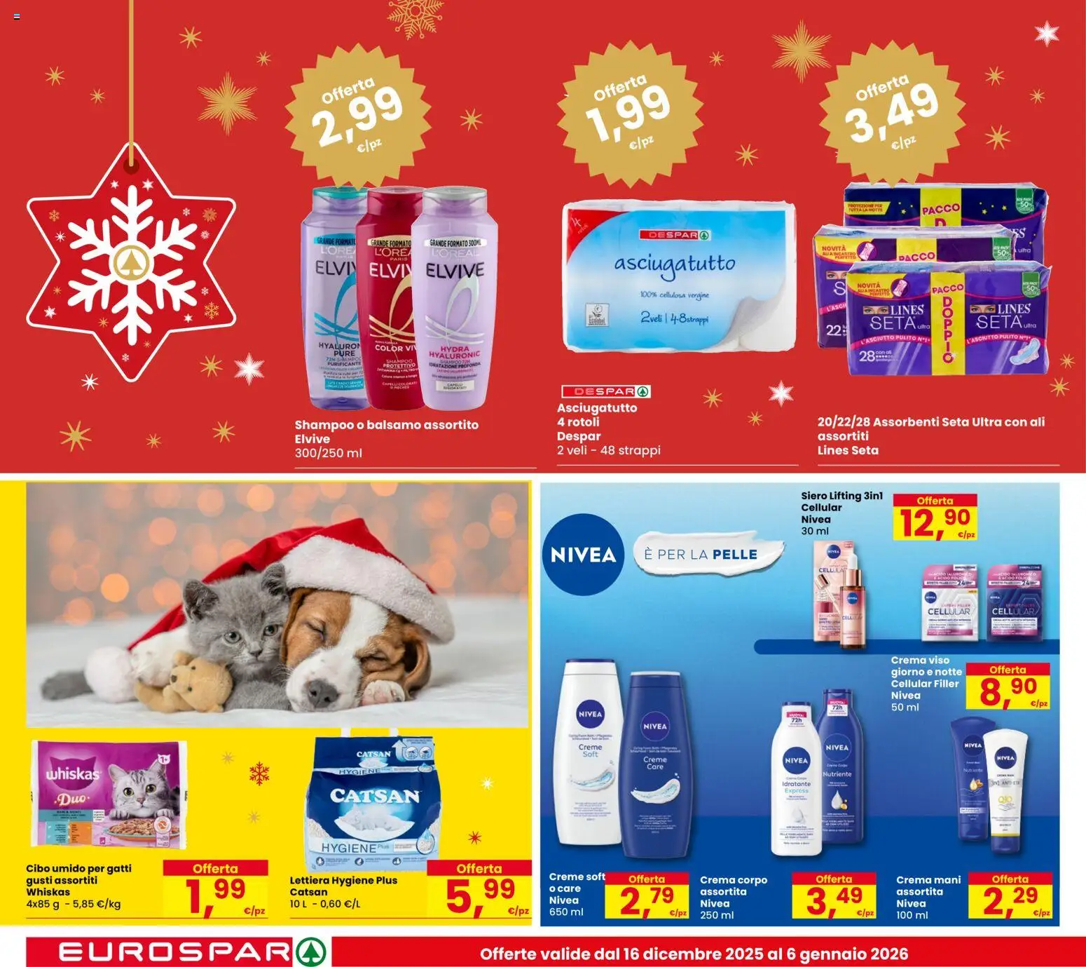 Volantino Despar del 16.12.2025 | Pagina: 24 | Prodotti: Shampoo, Balsamo, Crema, Asciugatutto