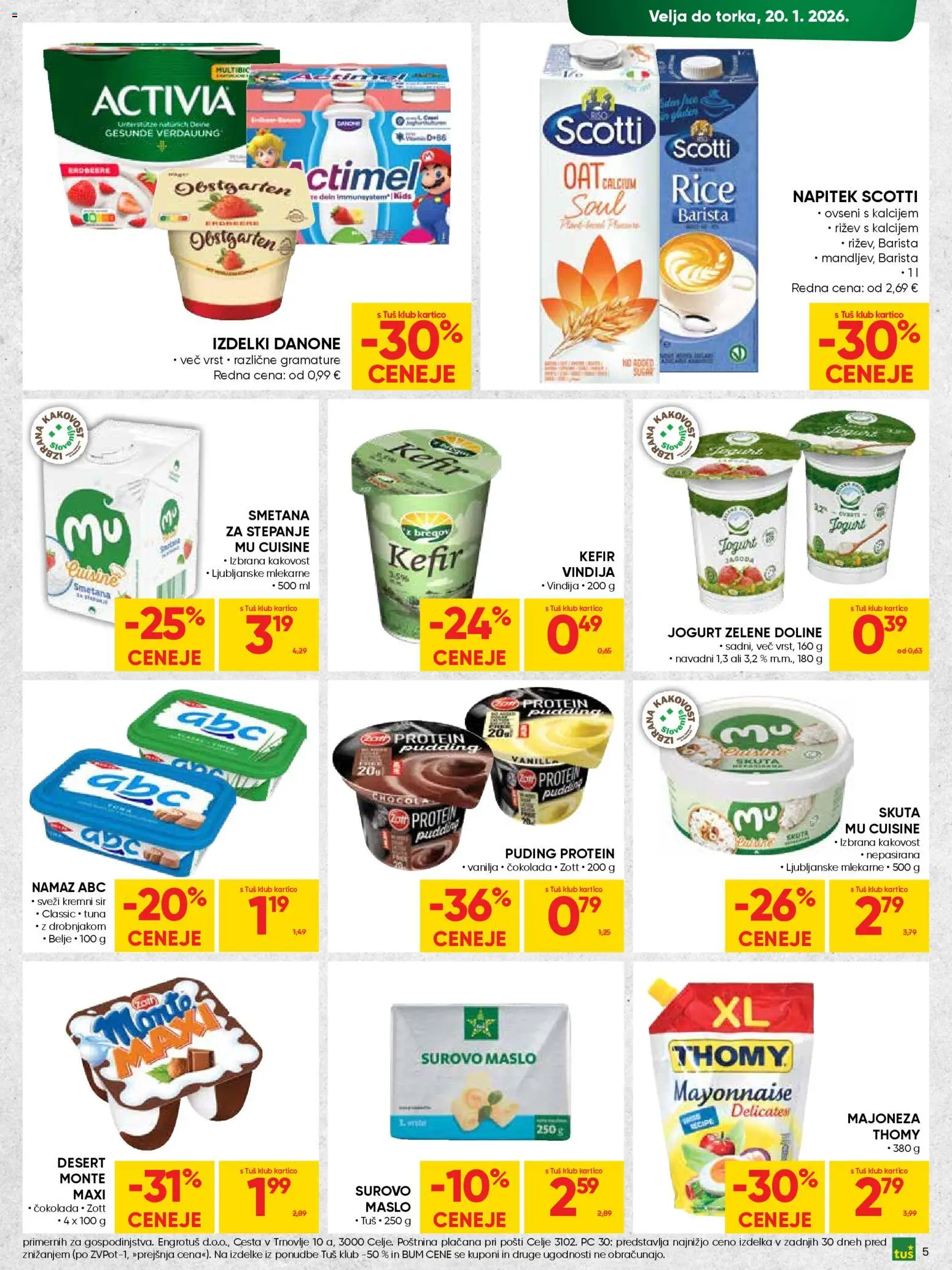 Novi Tuš katalog ponudbe – veljaven od 07.01.2026 | Stran: 5 | Izdelki: Maslo, Jogurt, Cokolada, Majoneza