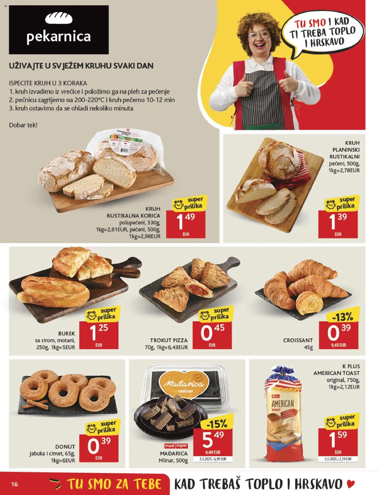 Konzum HR akciós ujság - amely érvényes a következő dátumtól: 12.11.2025 | Oldal: 16 | Termékek: Burek, Croissant, Pizza