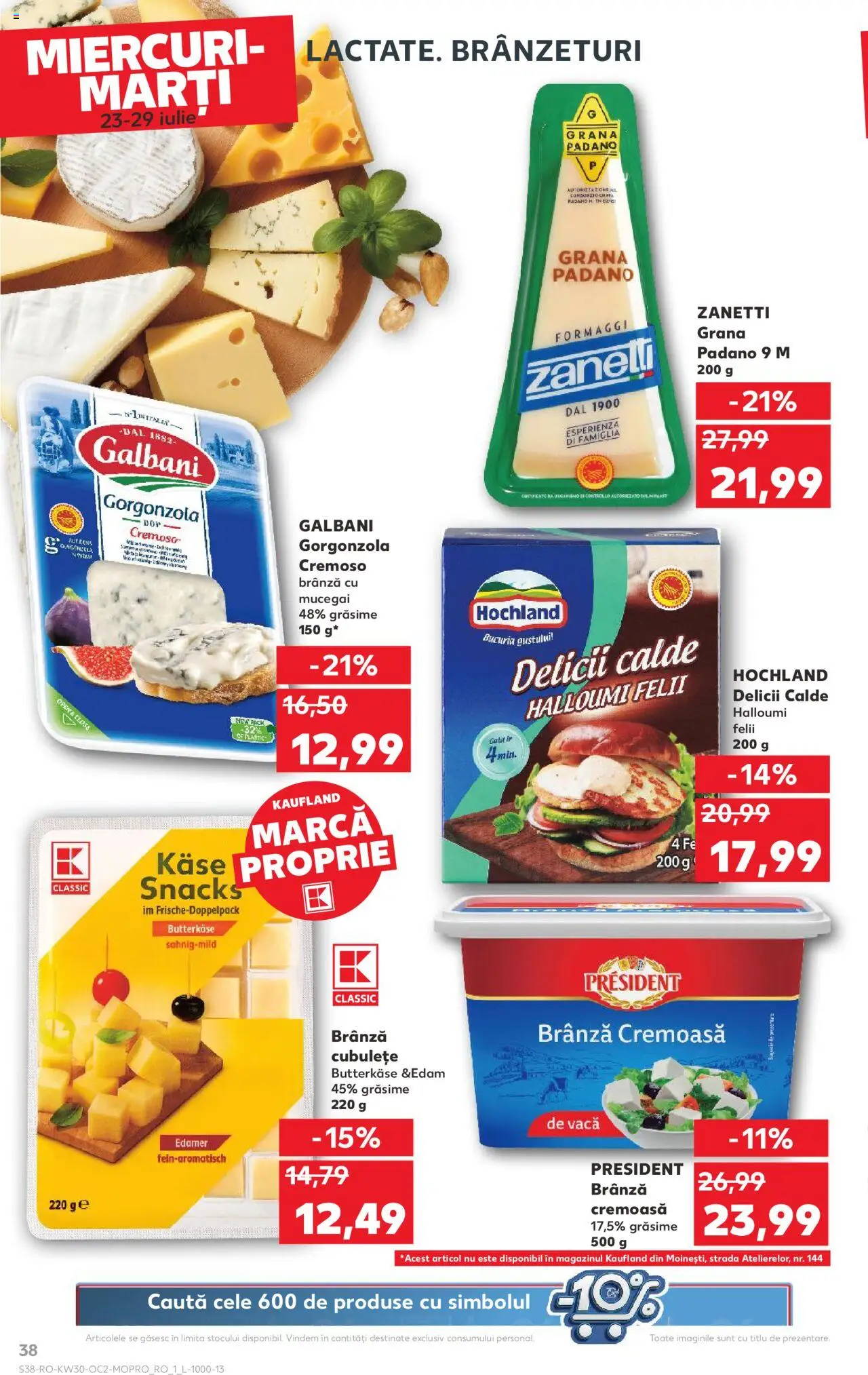 Kaufland RO akciós ujság - amely érvényes a következő dátumtól: 23.07.2025 | Oldal: 38 | Termékek: Grana padano