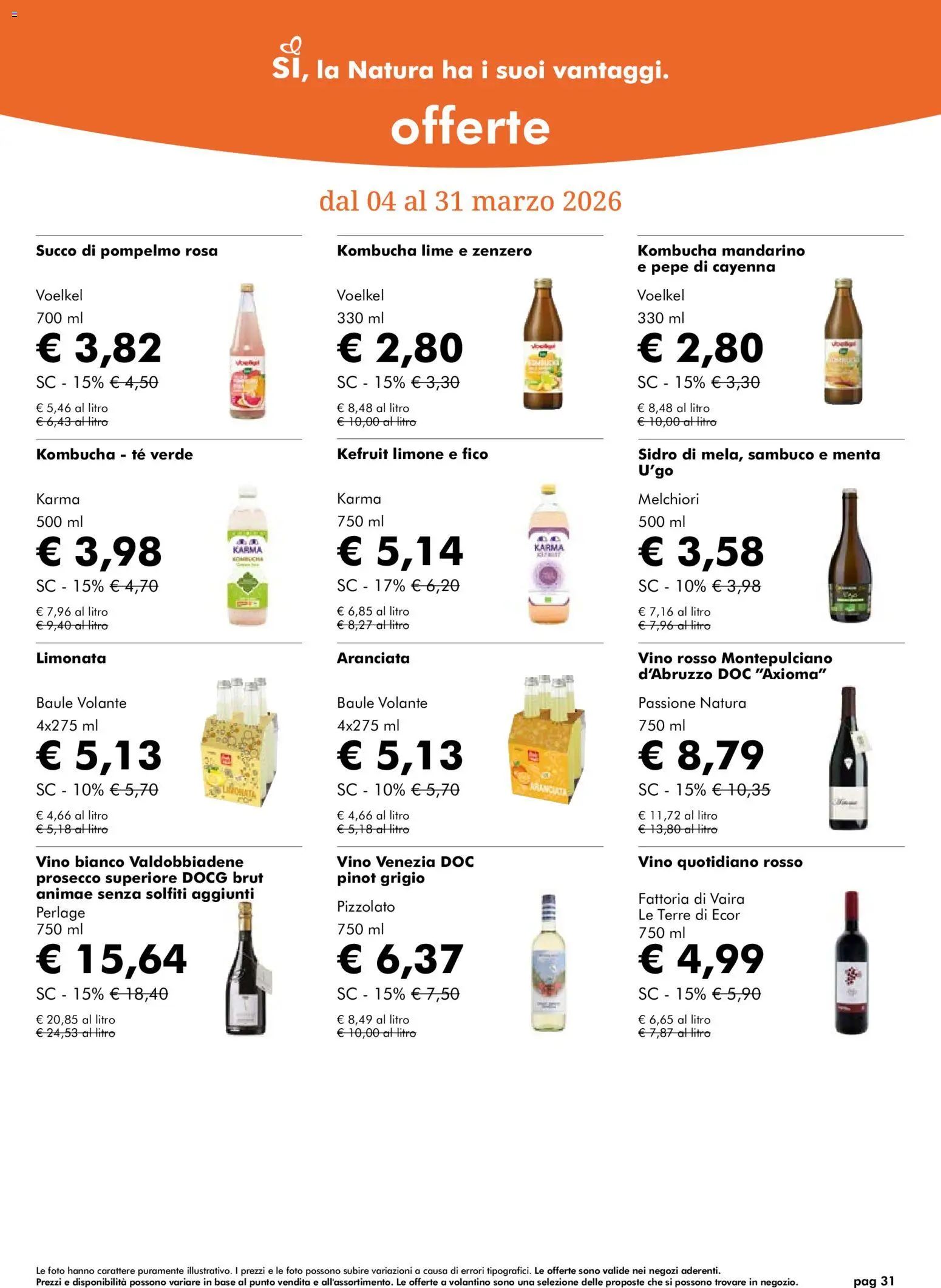 Volantino Natura Sì del 04.03.2026 | Pagina: 31 | Prodotti: Limonata, Limone, Vino, Menta