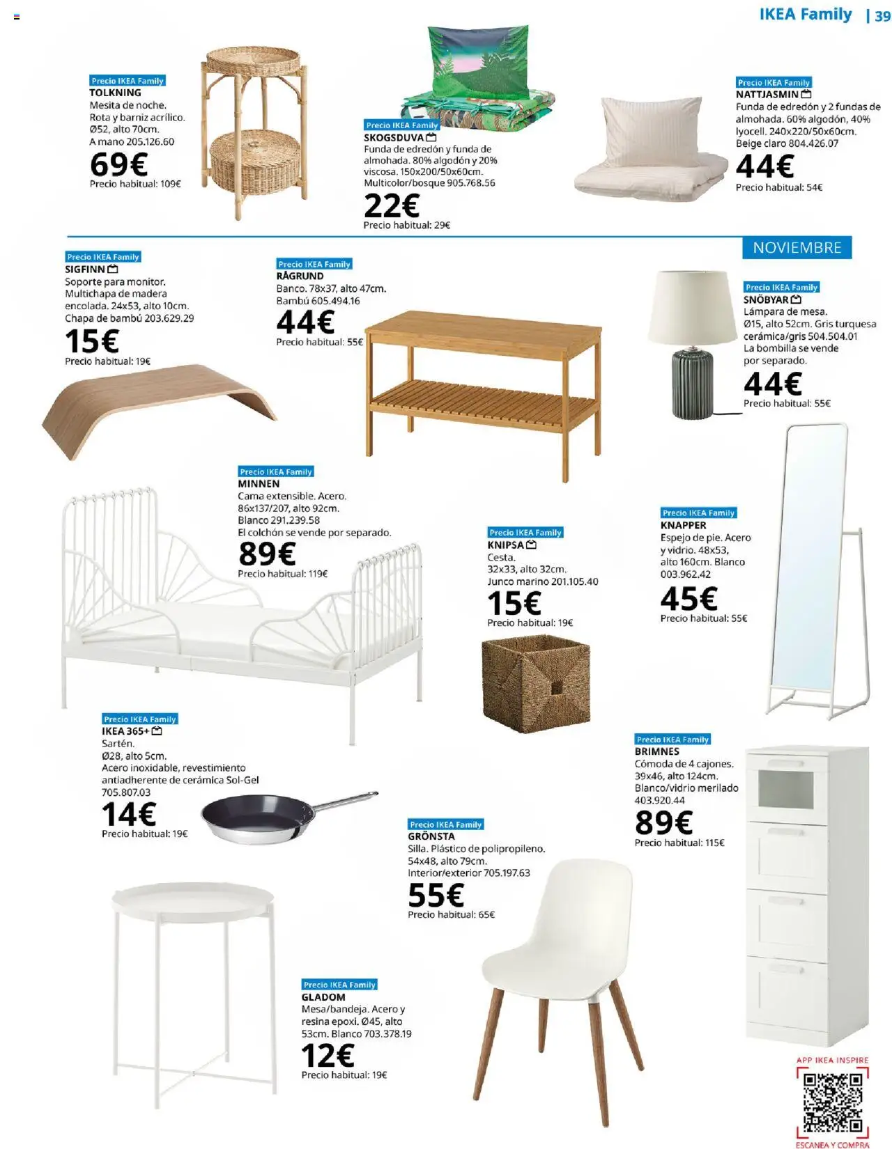 Catálogo IKEA Family │ válido desde el 01.10.2025 | Página: 39 | Productos: Colchon, Bombilla, Cama, Lámpara