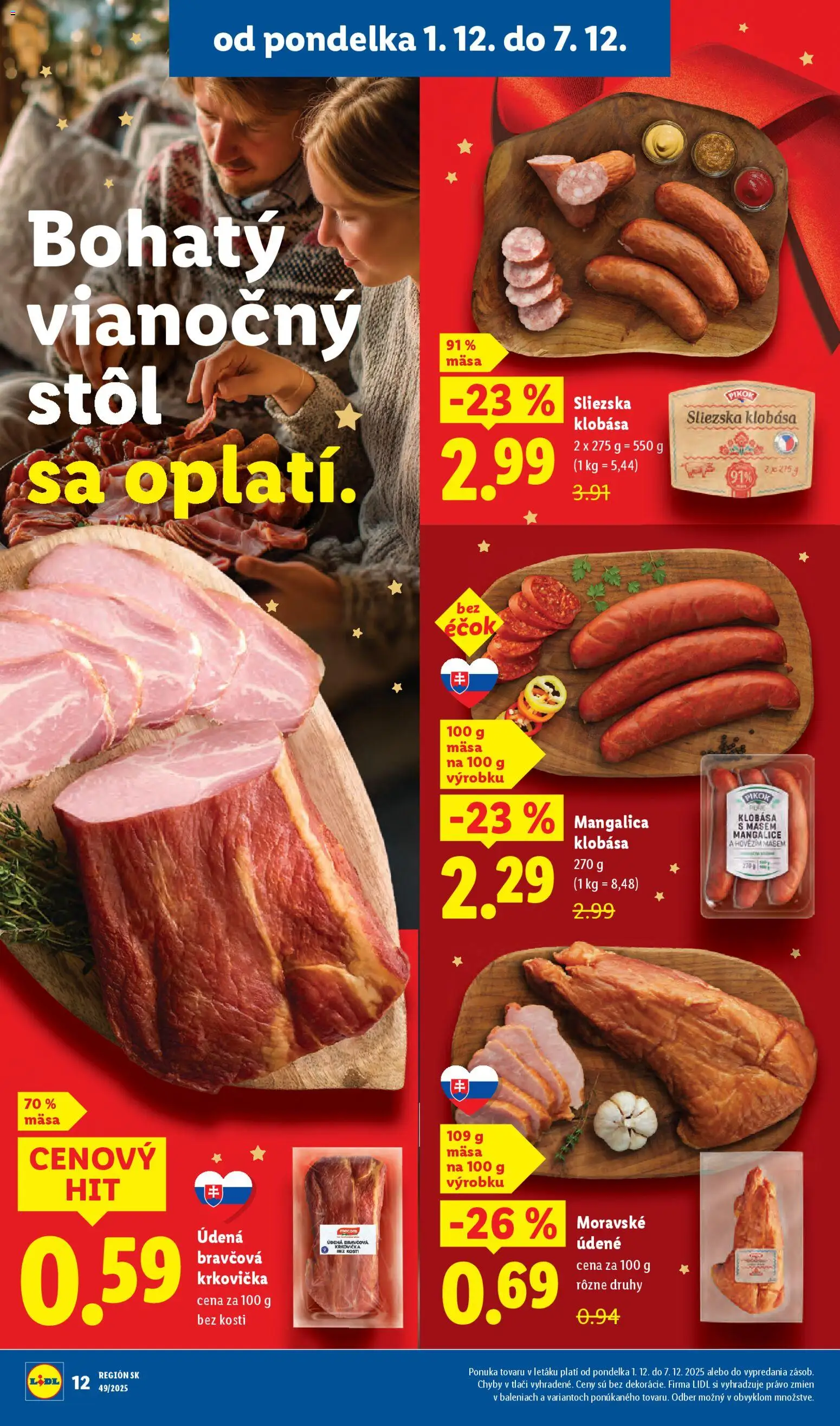 Nové Lidl akcie – leták je platný od 01.12.2025 | Strana: 15 | Produkty: Stôl, Bravčová krkovička, Krkovička