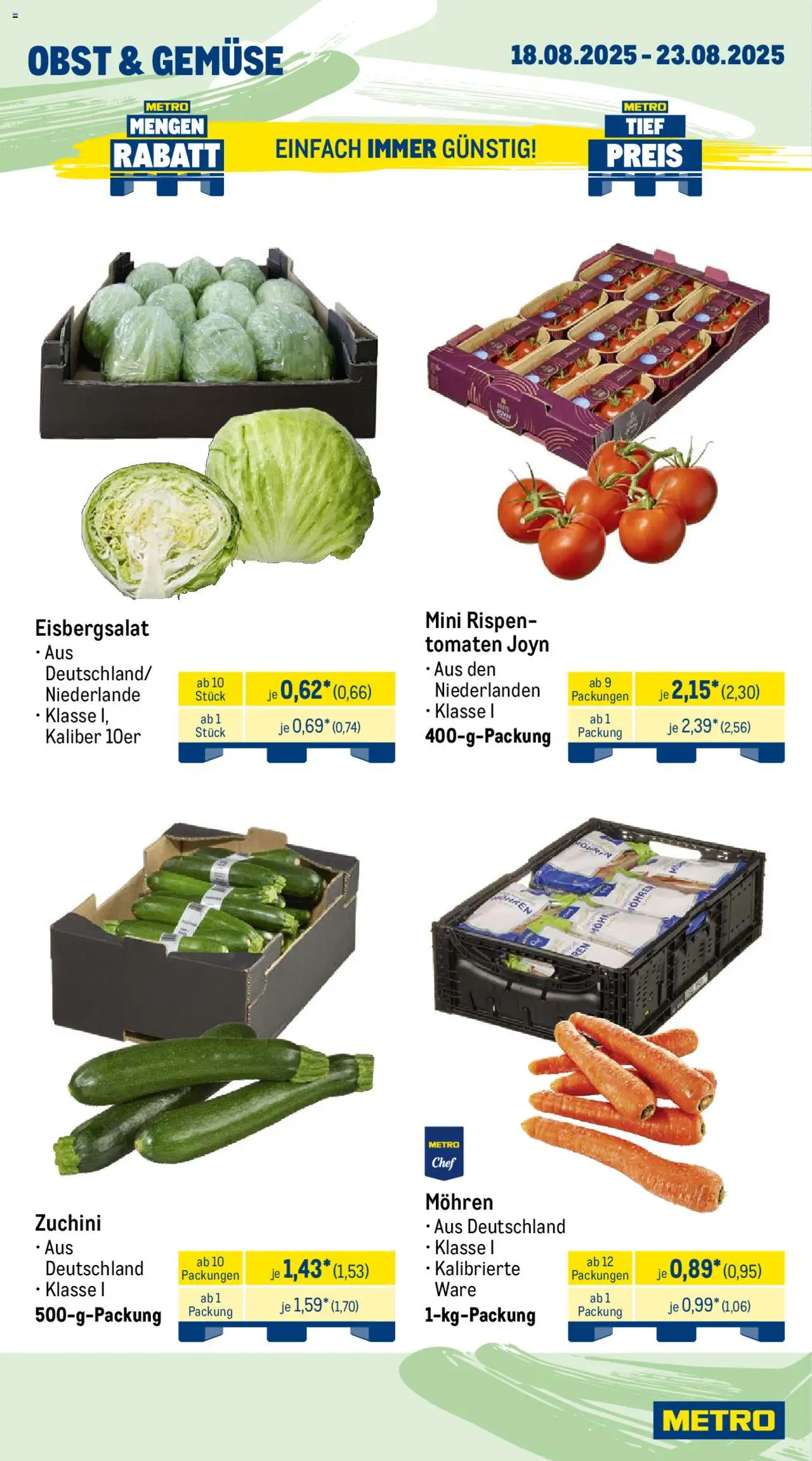 Metro Prospekt 	 - gültig ab dem 18.08.2025 | Seite: 8 | Produkte: Eisbergsalat, Mohren, Gemüse, Obst
