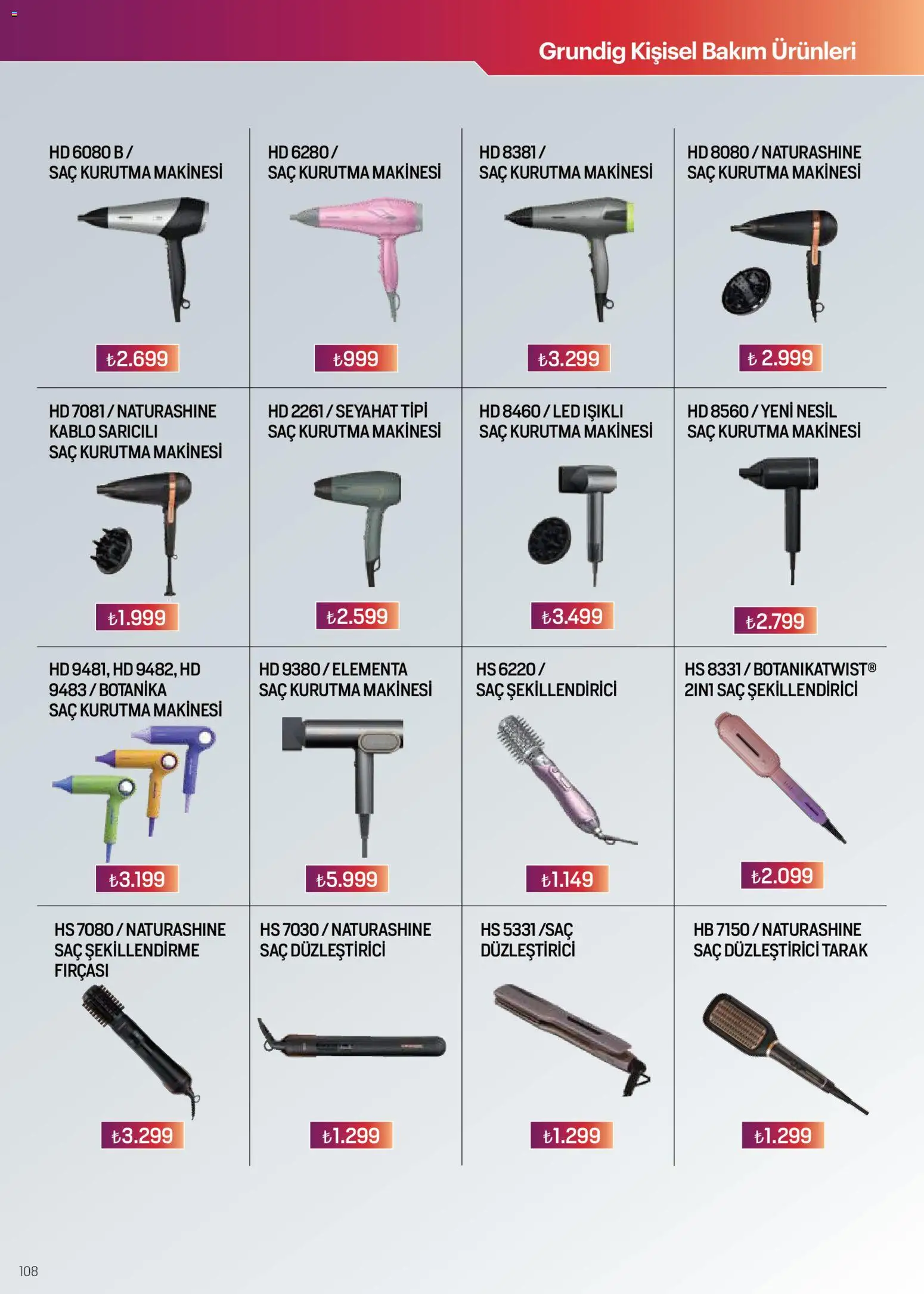 Arçelik Katalog - 01.04.2026 tarihinden itibaren geçerlidir | Sayfa: 108