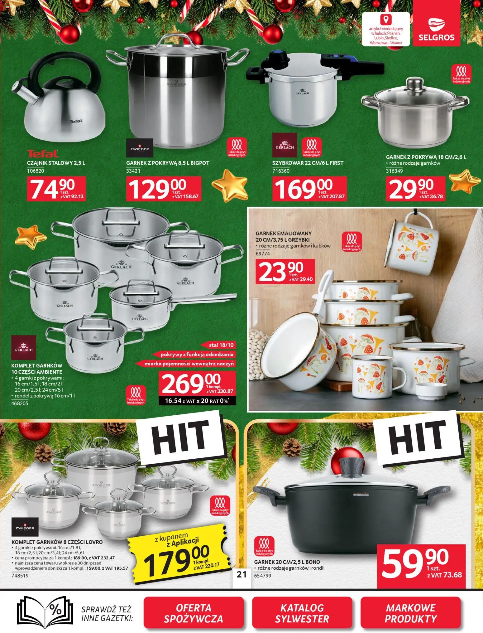 Selgros cash&carry Gazetka - Oferta przemysłowa od 18.12.2025 | Strona: 21 | Produkty: Czajnik, Komplet garnków, Garnki, Tefal