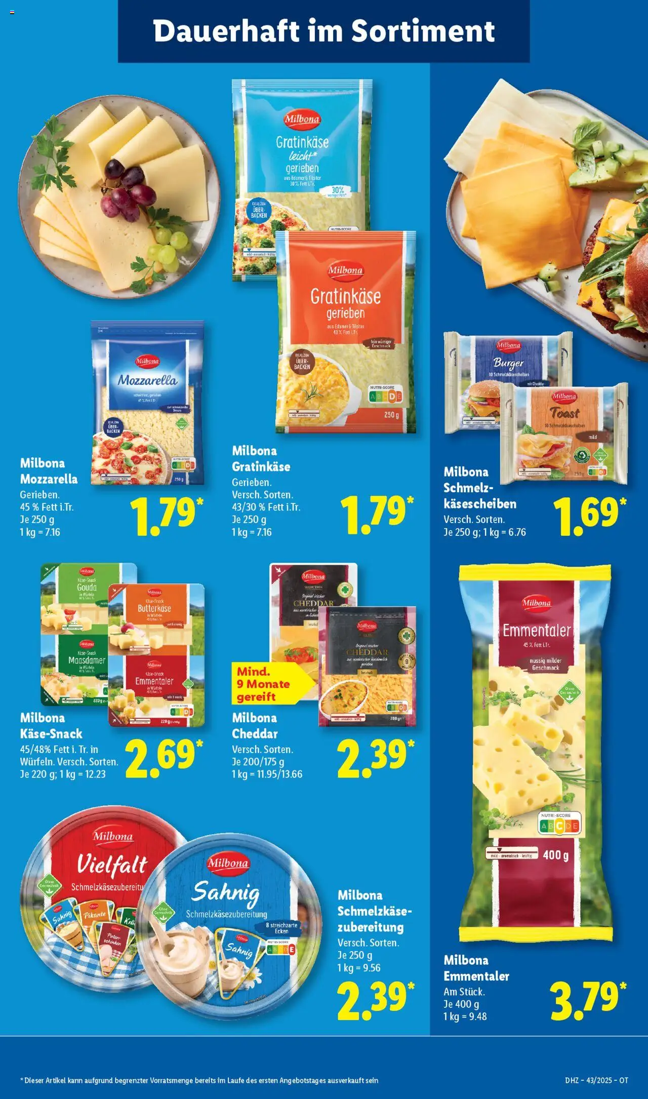 Lidl Prospekt Prenzlau – gültig ab 20.10.2025 | Seite: 13 | Produkte: Mozzarella, Burger, Edamer, Schinken
