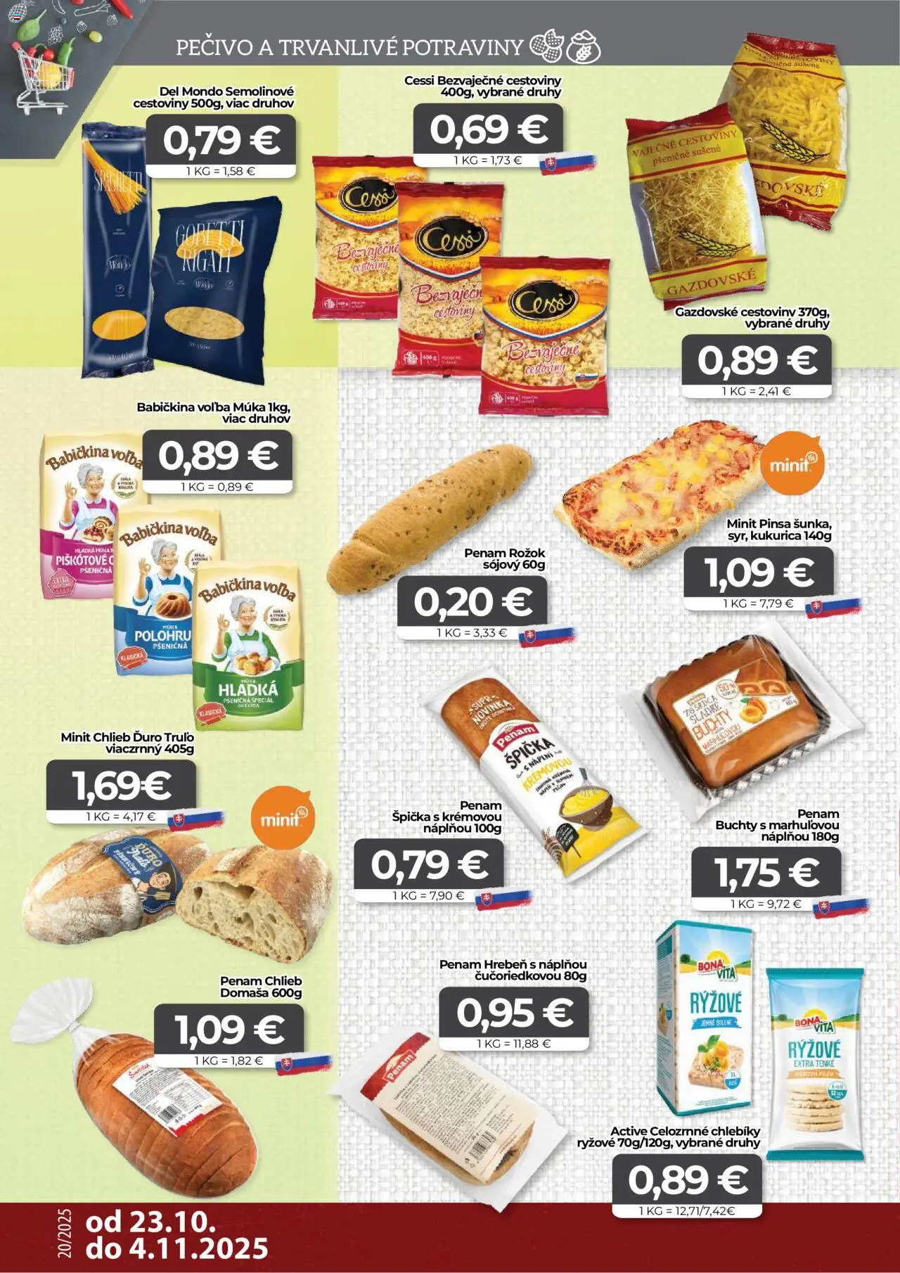 Nové CBA Komfos akcie – leták je platný od 23.10.2025 | Strana: 8 | Produkty: Chlieb, Rožok, Múka, Kukurica