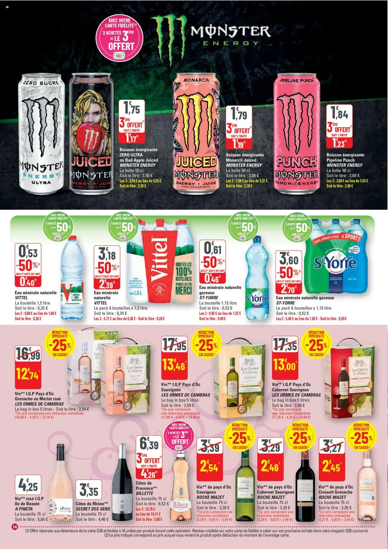  | Page: 15 | Produits: Eau minérale, Sucre, Boisson énergisante, Vin