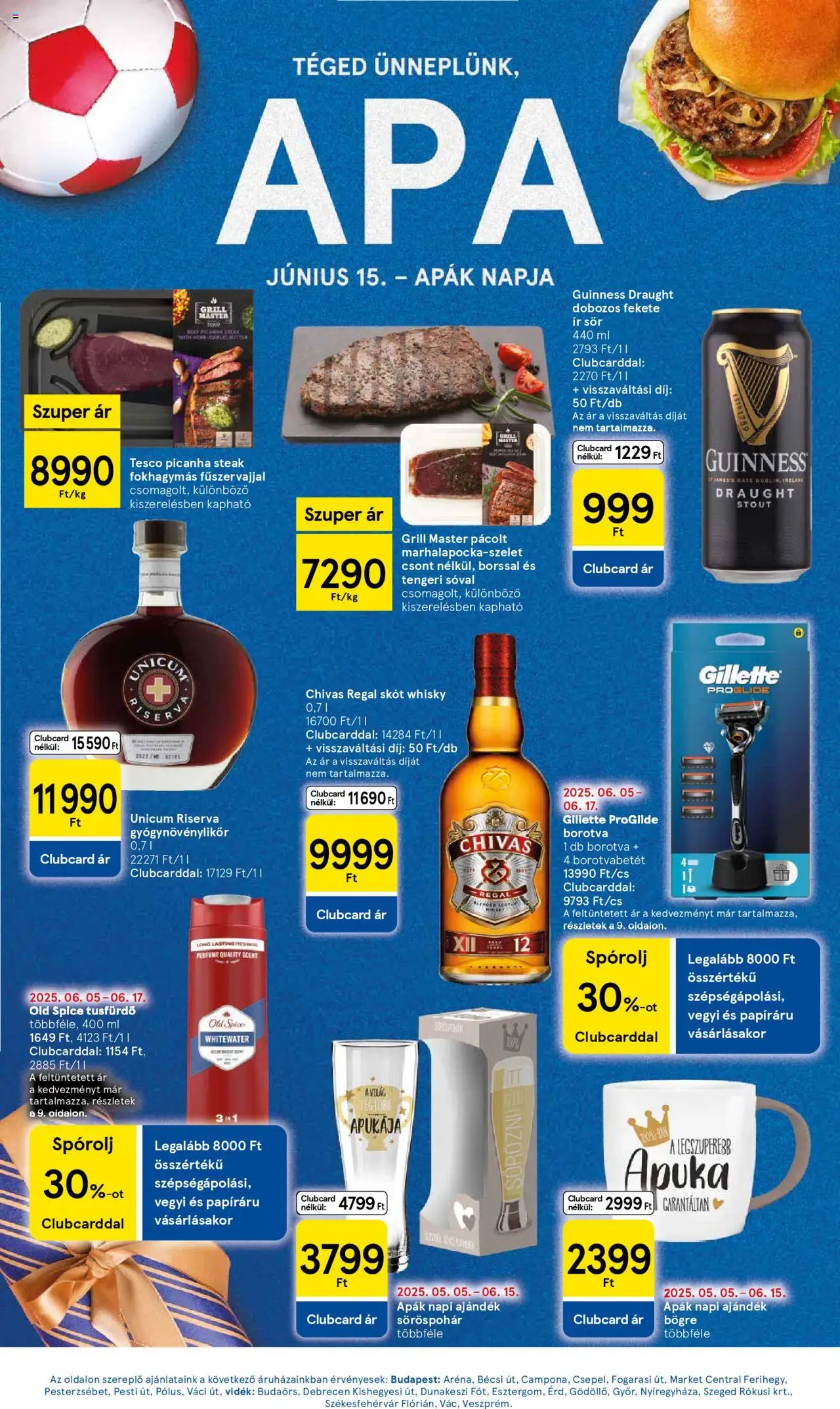 Tesco akciós ujság - amely érvényes a következő dátumtól: 12.06.2025 | Oldal: 20 | Termékek: Old spice, Unicum riserva, Grill, Borotvabetét
