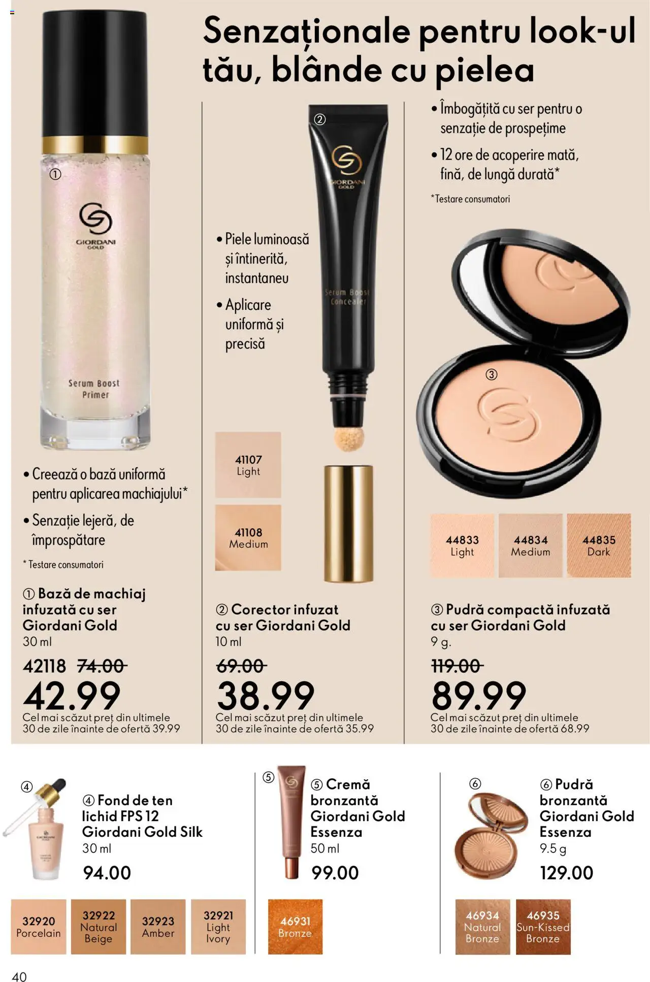 Noul catalog Oriflame – valabil de la 22.10.2025 | Pagină: 40 | Produse: Fond de ten, Bază de machiaj, Machiaj, Cremă