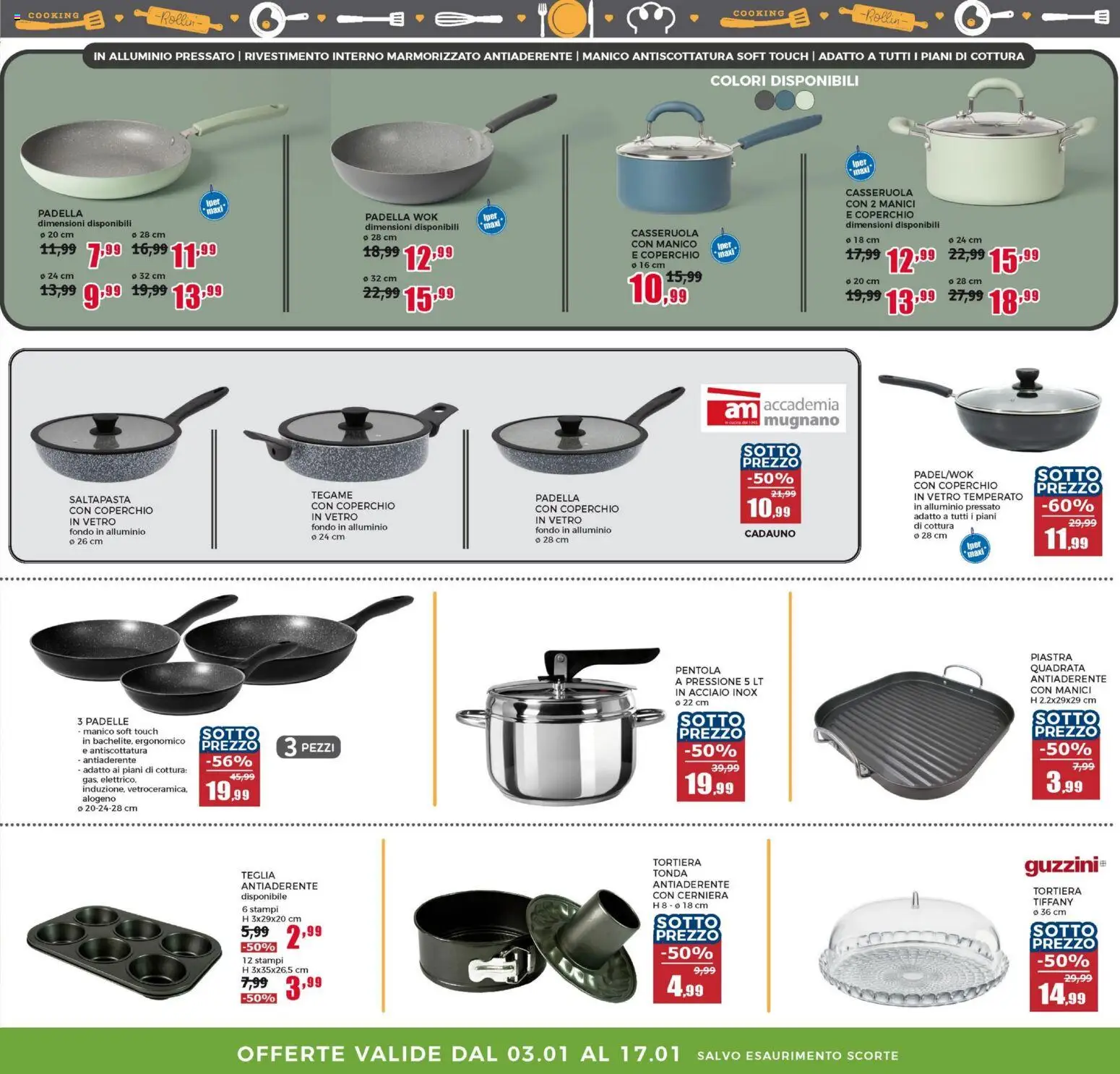 Volantino Happy Casa del 03.01.2026 | Pagina: 5 | Prodotti: Tortiera, Padella, Casseruola, Alluminio