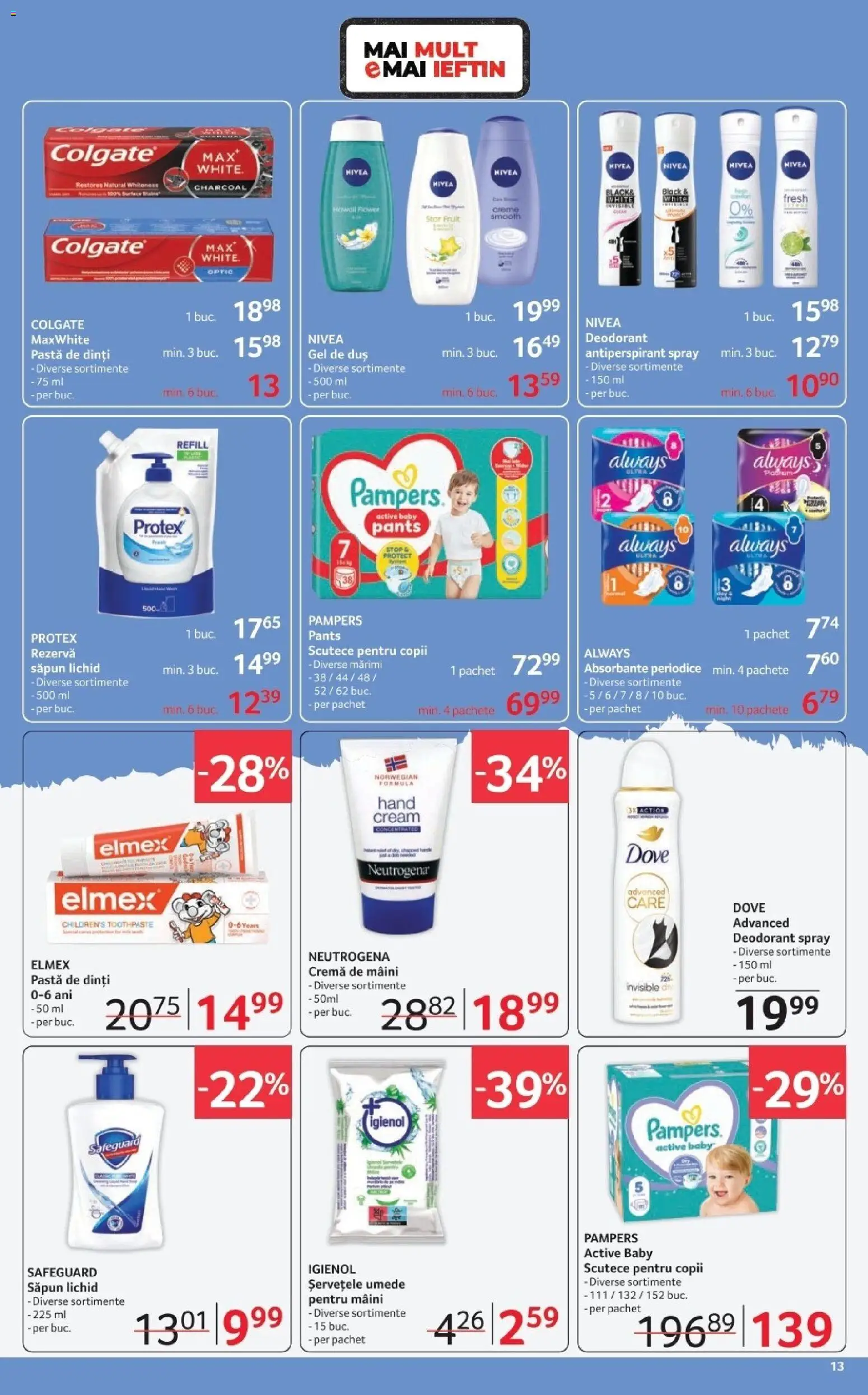 Noul catalog Selgros – valabil de la 20.03.2026 | Pagină: 13 | Produse: Săpun, Gel de duș, Deodorant, Scutece