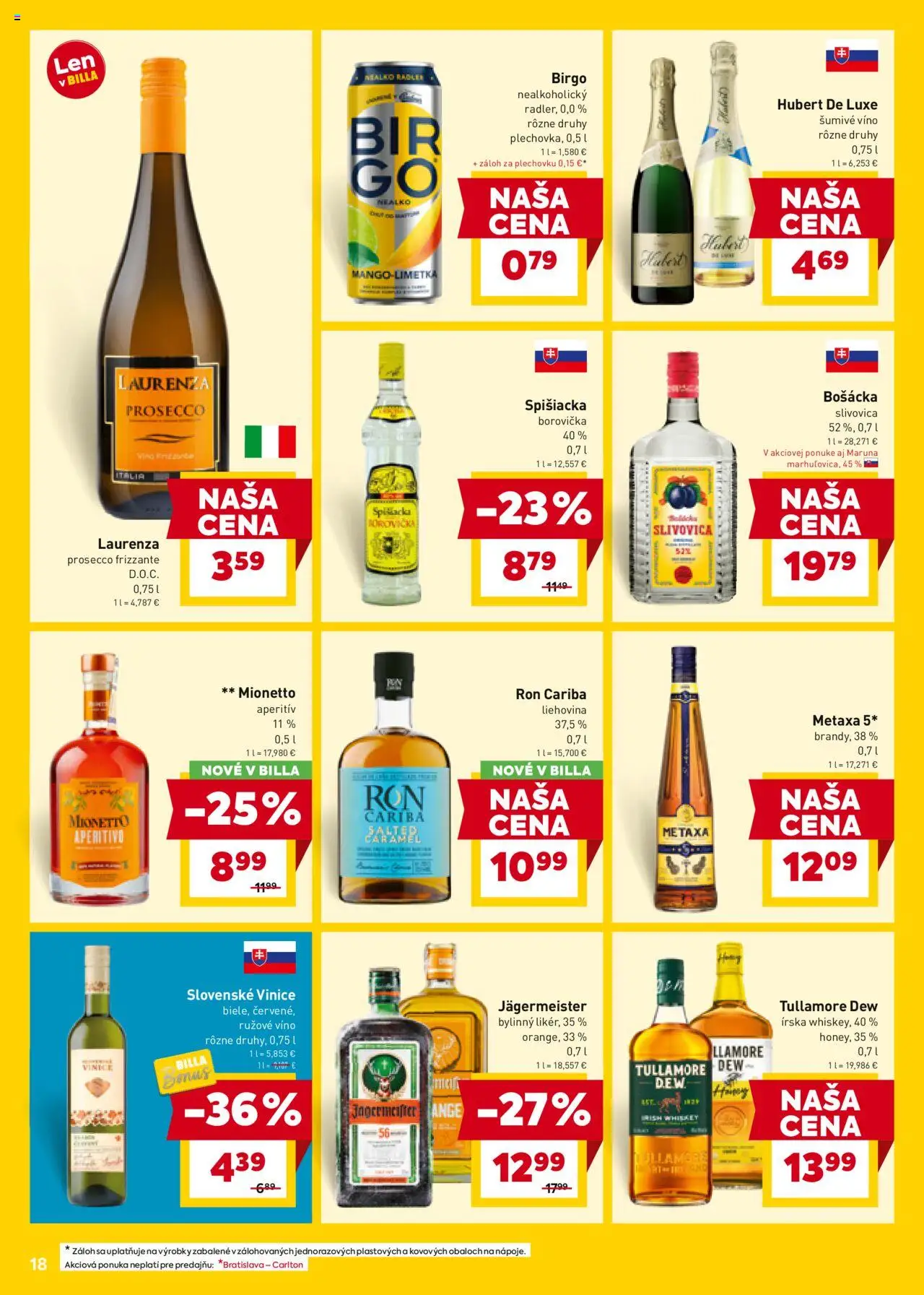 Billa leták │ platný od 09.07.2025 | Strana: 18 | Produkty: Jägermeister, Aperitív, Brandy, Mango