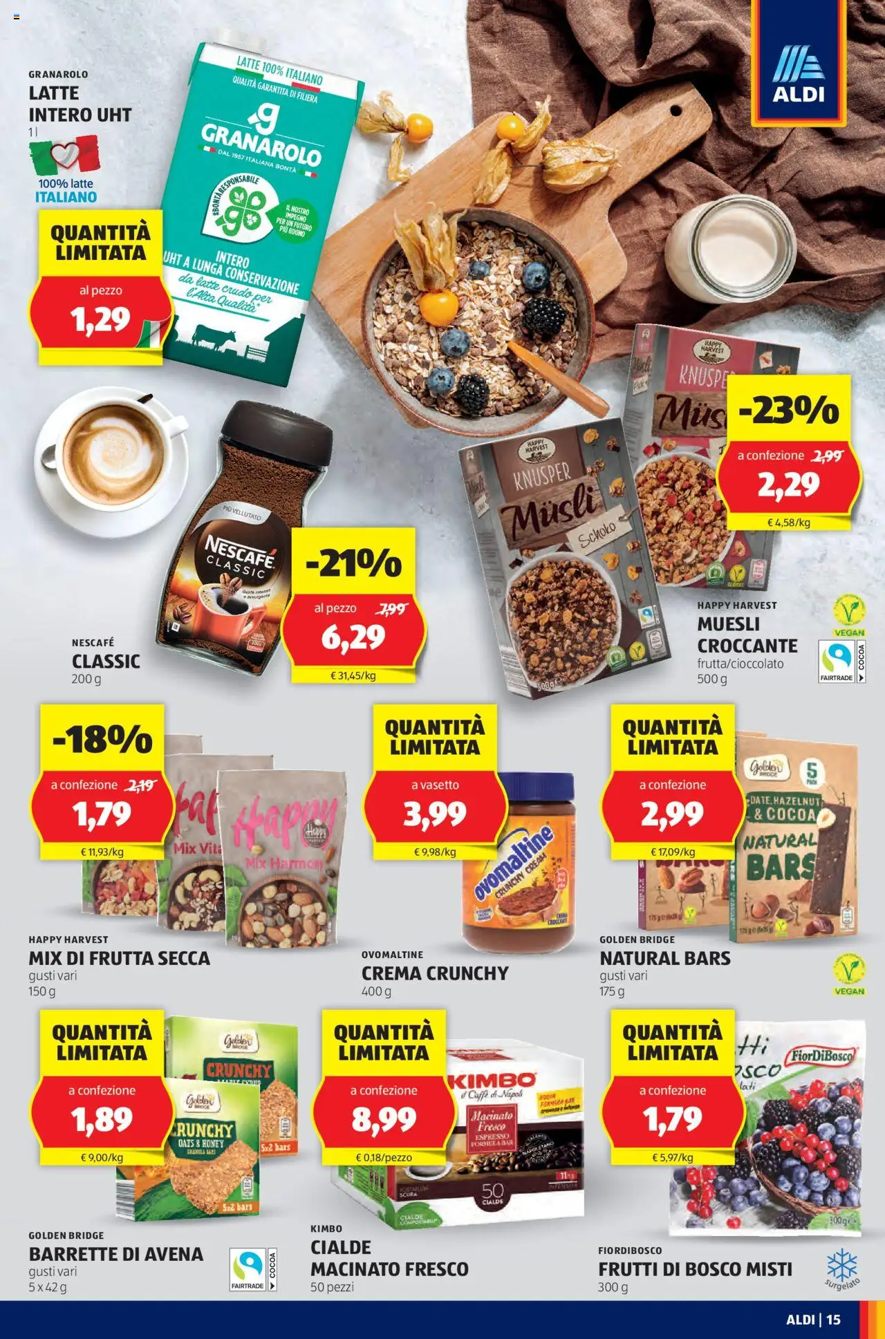 Volantino Aldi del 11.08.2025 | Pagina: 15 | Prodotti: Muesli, Crema, Frutta, Macinato