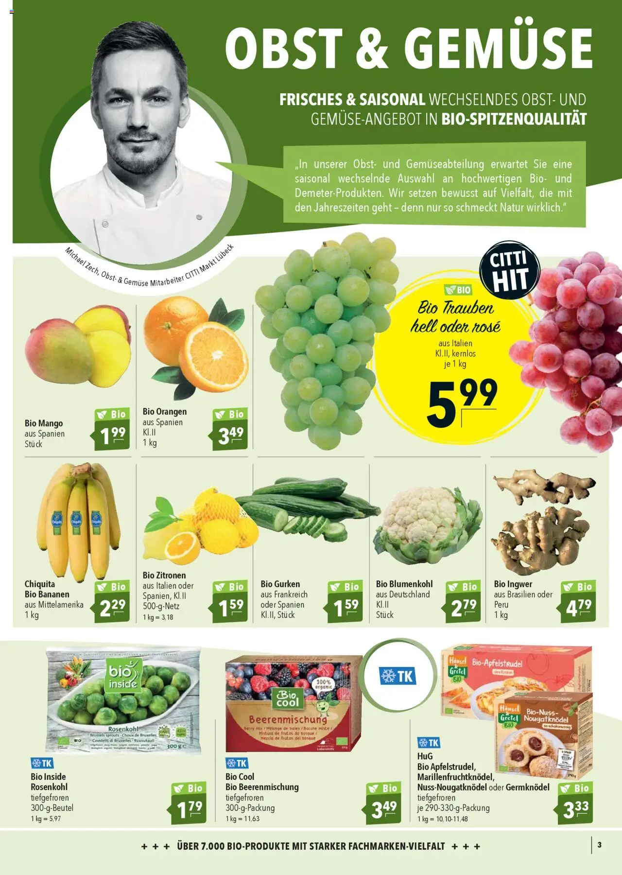 CITTI Markt  Bio logisch! – gültig ab 15.10.2025 | Seite: 3 | Produkte: Orangen, Gemüse, Mango, Gurken