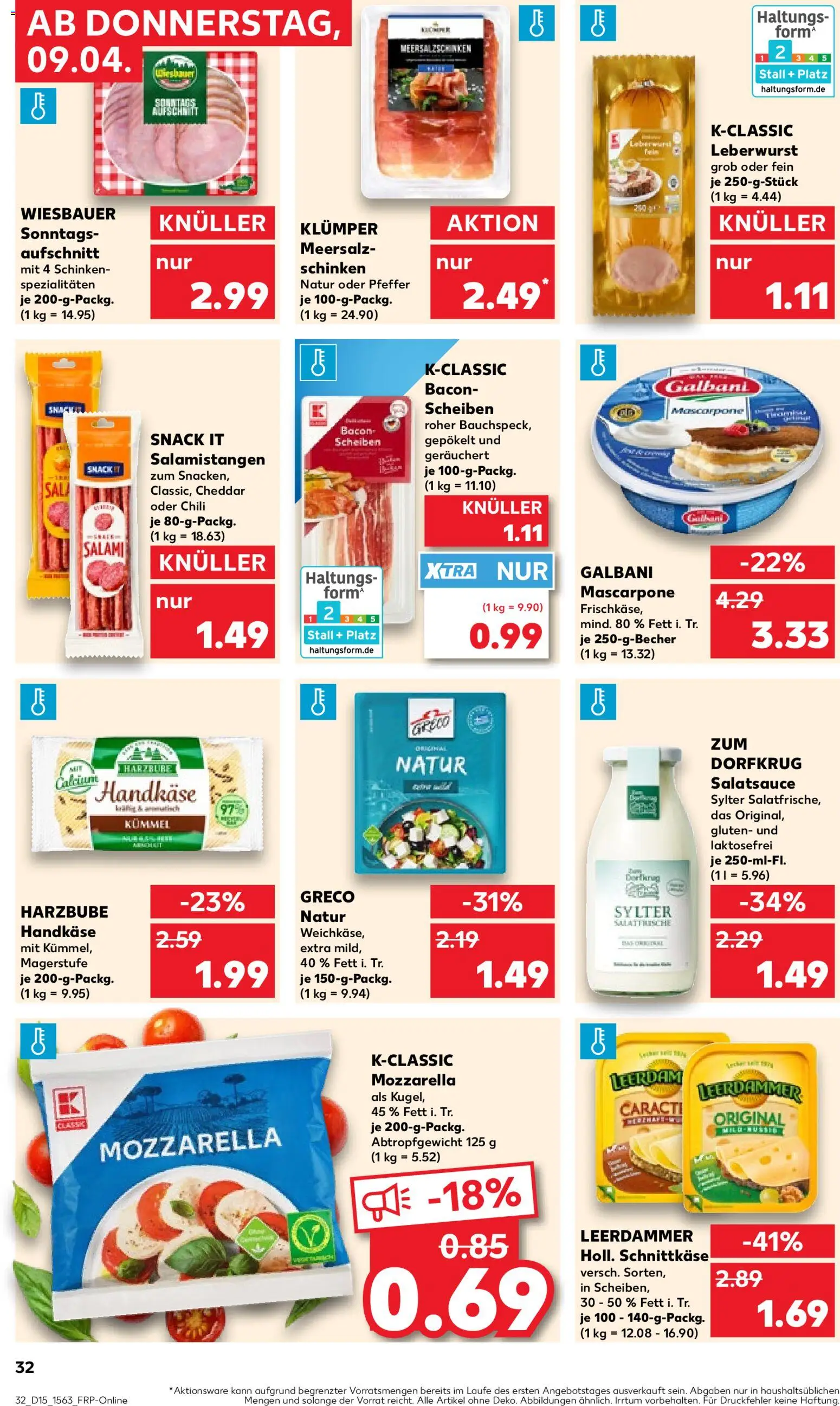Kaufland Prospekt Kiel	 – gültig ab 09.04.2026 | Seite: 32 | Produkte: Dressing, Leerdammer, Chili, Frischkase