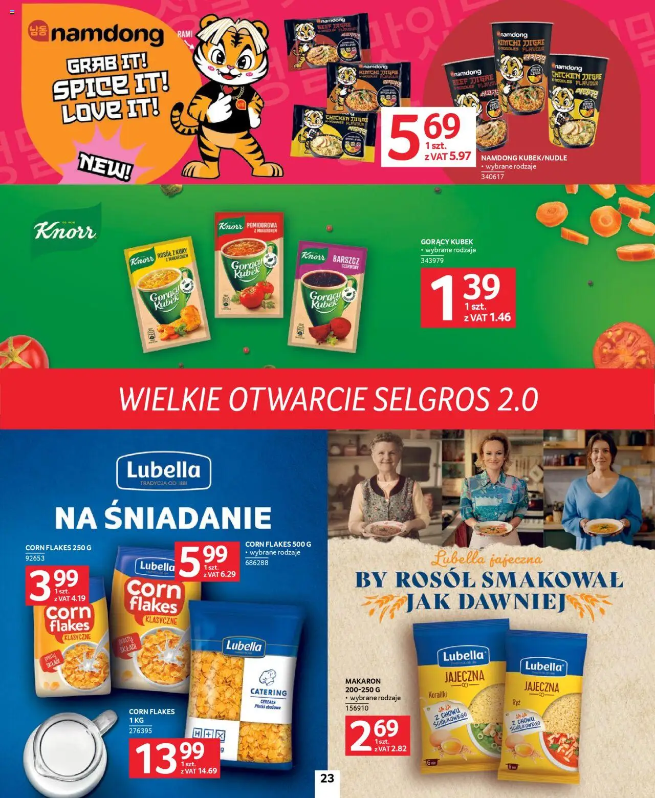 Selgros cash&carry Gazetka - Poznań markowe produkty od 09.10.2025 | Strona: 23 | Produkty: Barszcz, Makaron, Jaja, Corn Flakes