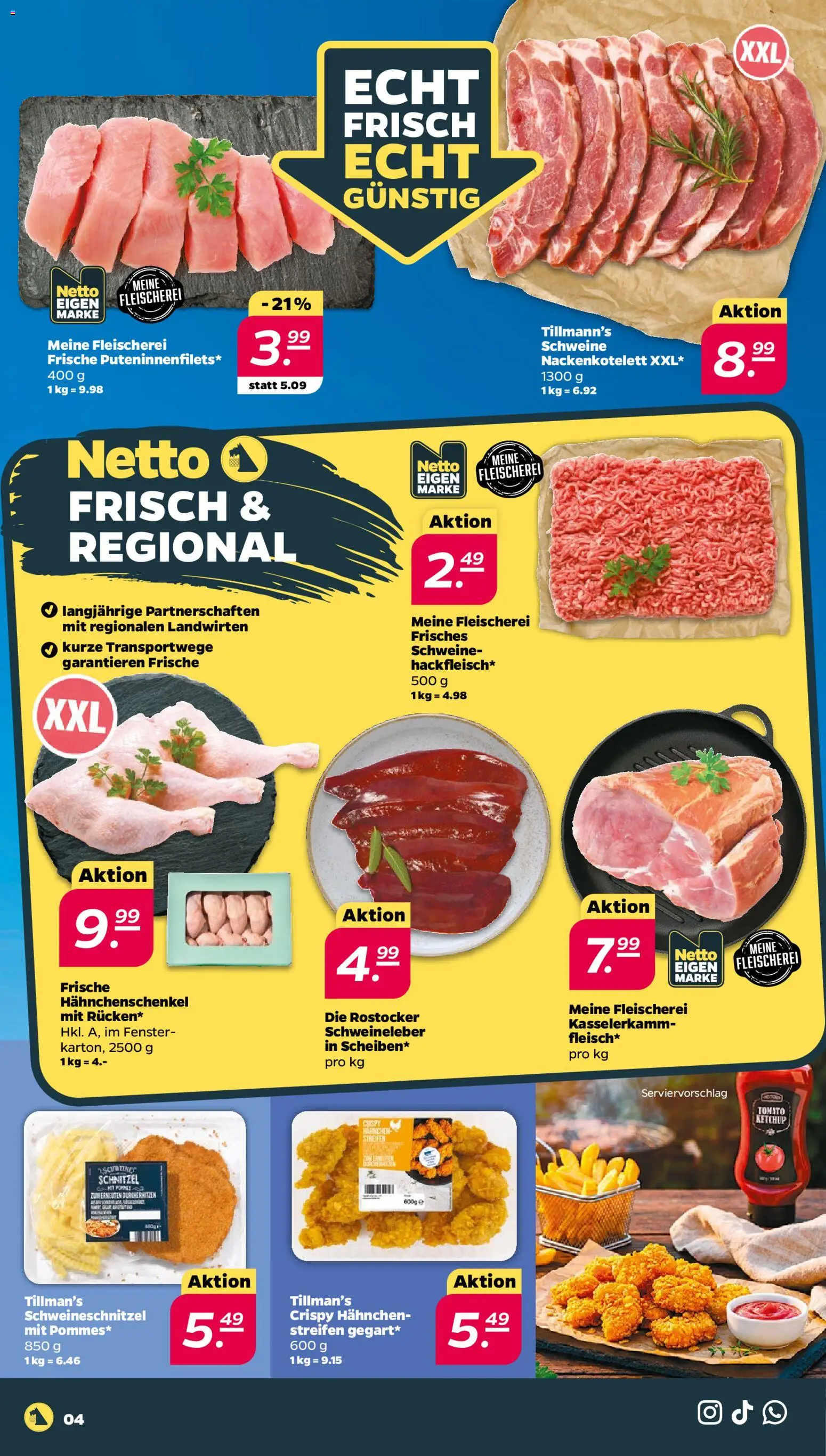 Netto Prospekt 	 – gültig ab 20.04.2026 | Seite: 4 | Produkte: Hahnchen, Hahnchenschenkel, Schnitzel, Ketchup
