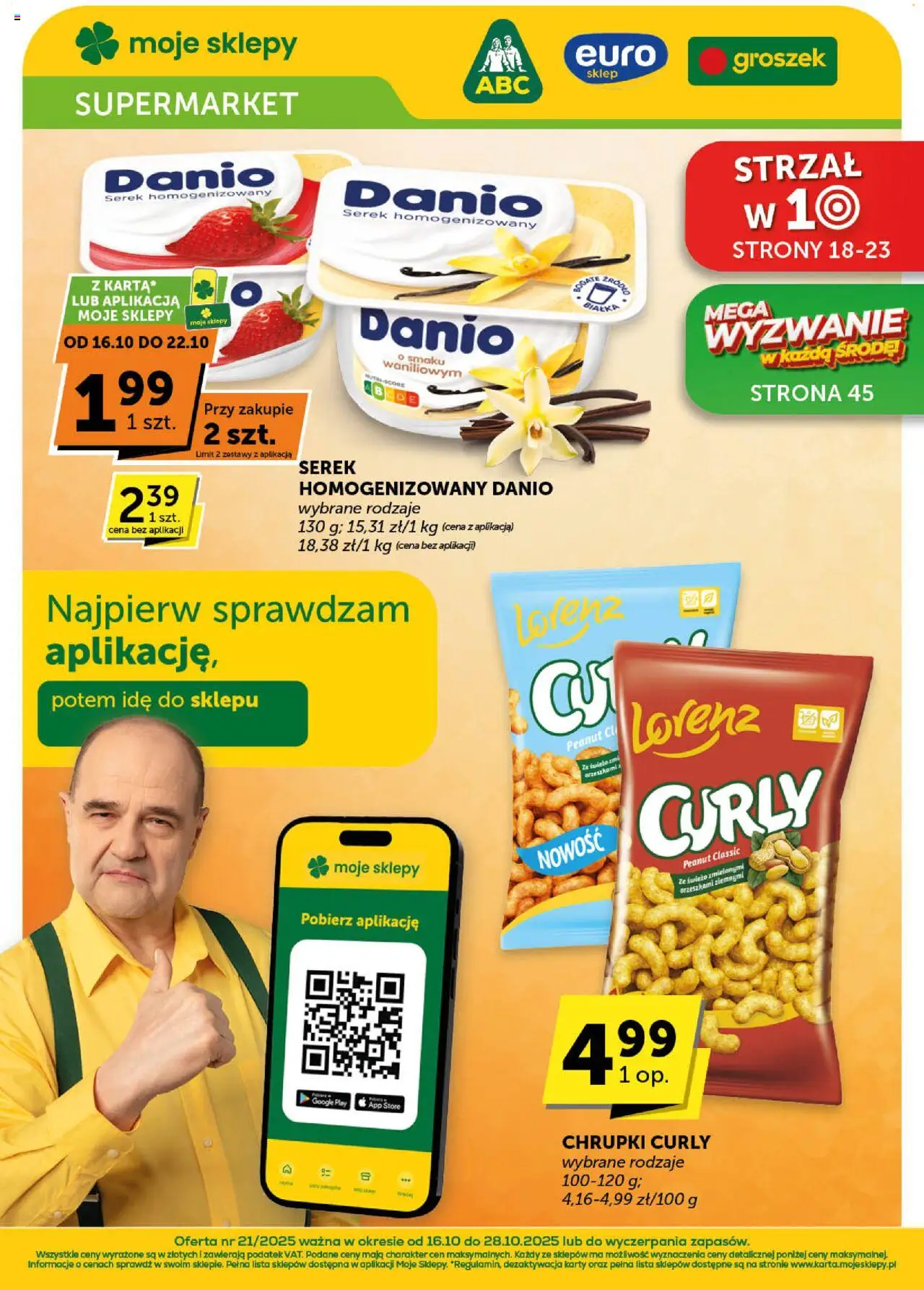Euro Sklep Gazetka od 16.10.2025 | Strona: 1 | Produkty: Groszek, Serek homogenizowany, Serek, Chrupki