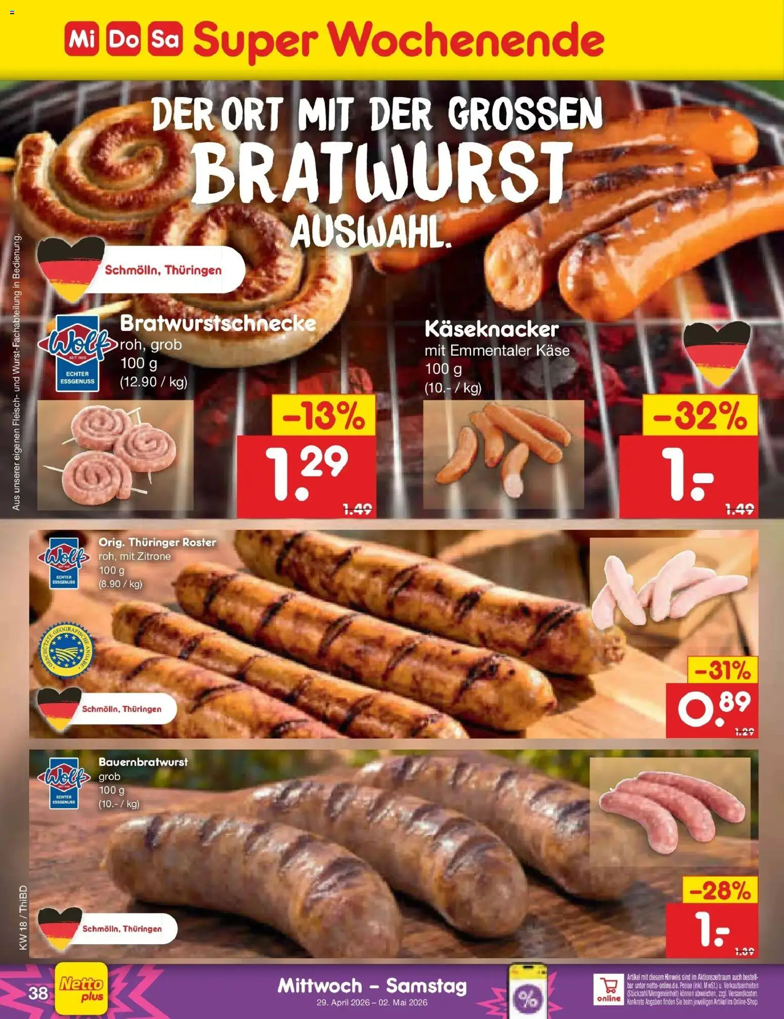 Netto Marken-Discount Prospekt Thiendorf	 – gültig ab 27.04.2026 | Seite: 56 | Produkte: Käse, Bratwurst, Zitrone, Fleisch