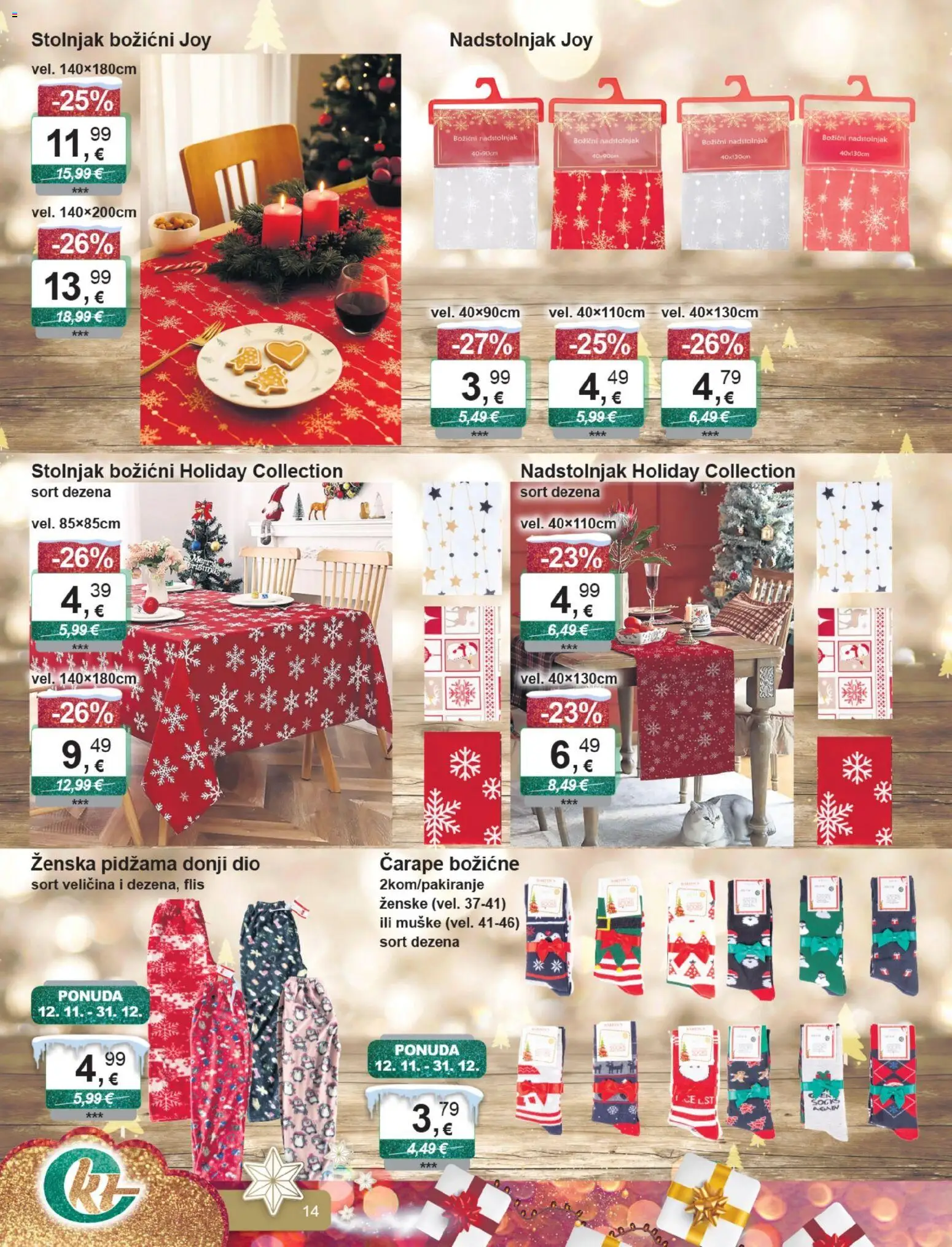 KTC katalog | vrijedi od 26.11.2025 | Stranica: 14 | Proizvodi: Stolnjak, Čarape, Pidžama