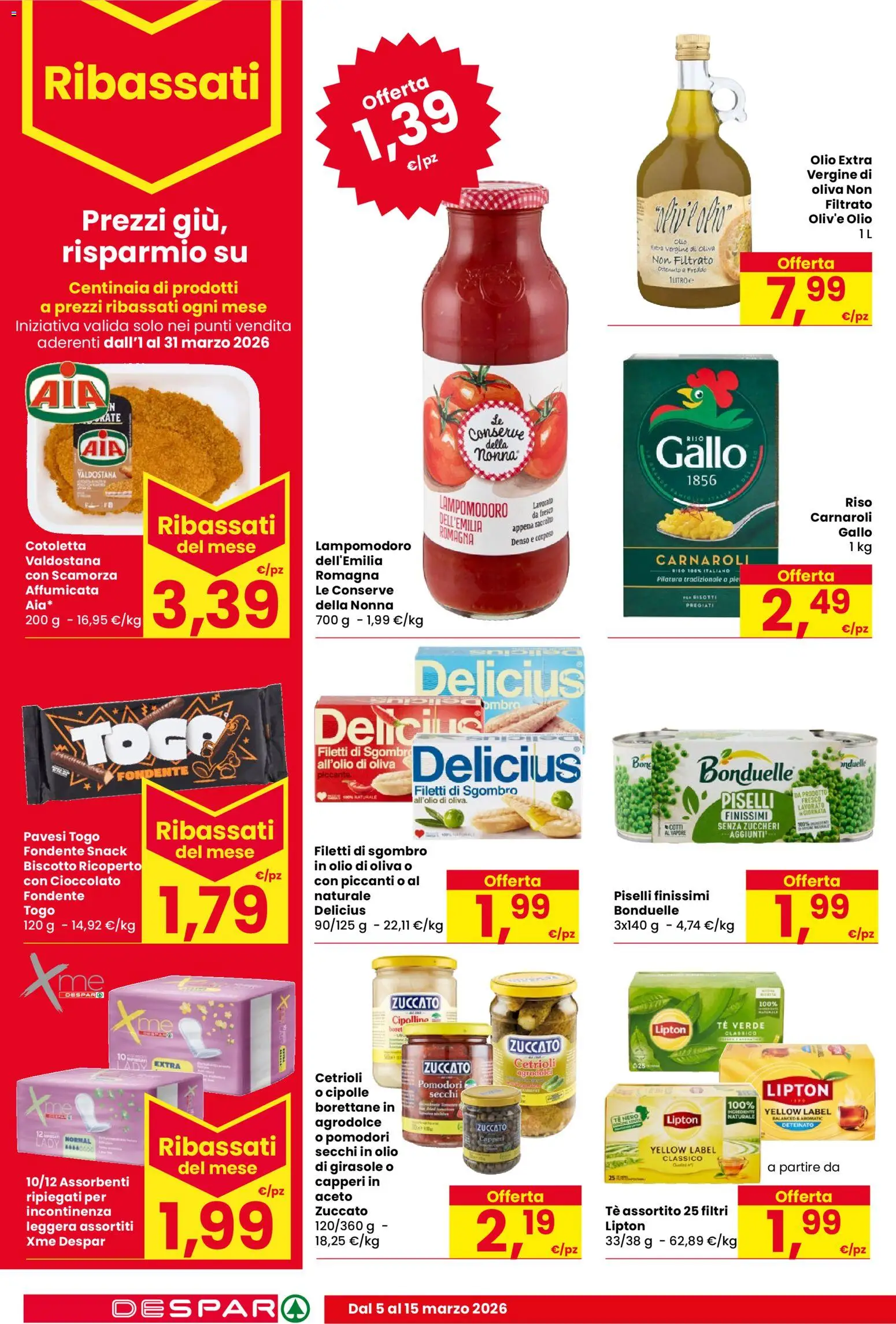 Volantino Despar del 05.03.2026 | Pagina: 14 | Prodotti: Olio, Olio extra vergine, Sgombro, Olio di Oliva