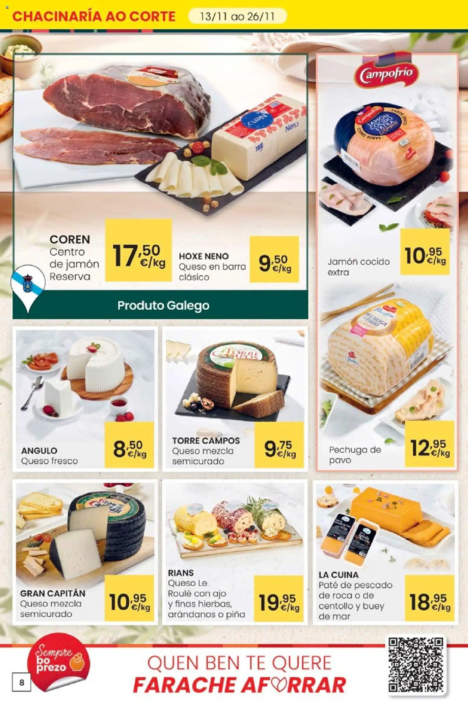 Eroski - Adiántate ao Nadal │ válido desde el 13.11.2025 | Página: 8 | Productos: Queso, Jamón, Jamón cocido, Té