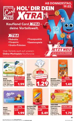 MILKA Tender, mit Milchfüllung je 5 St. = 185-g-Packg. ab 19.03.2026 gültig | Seite: 35 | Produkte: Ovomaltine, Milka, Teekanne
