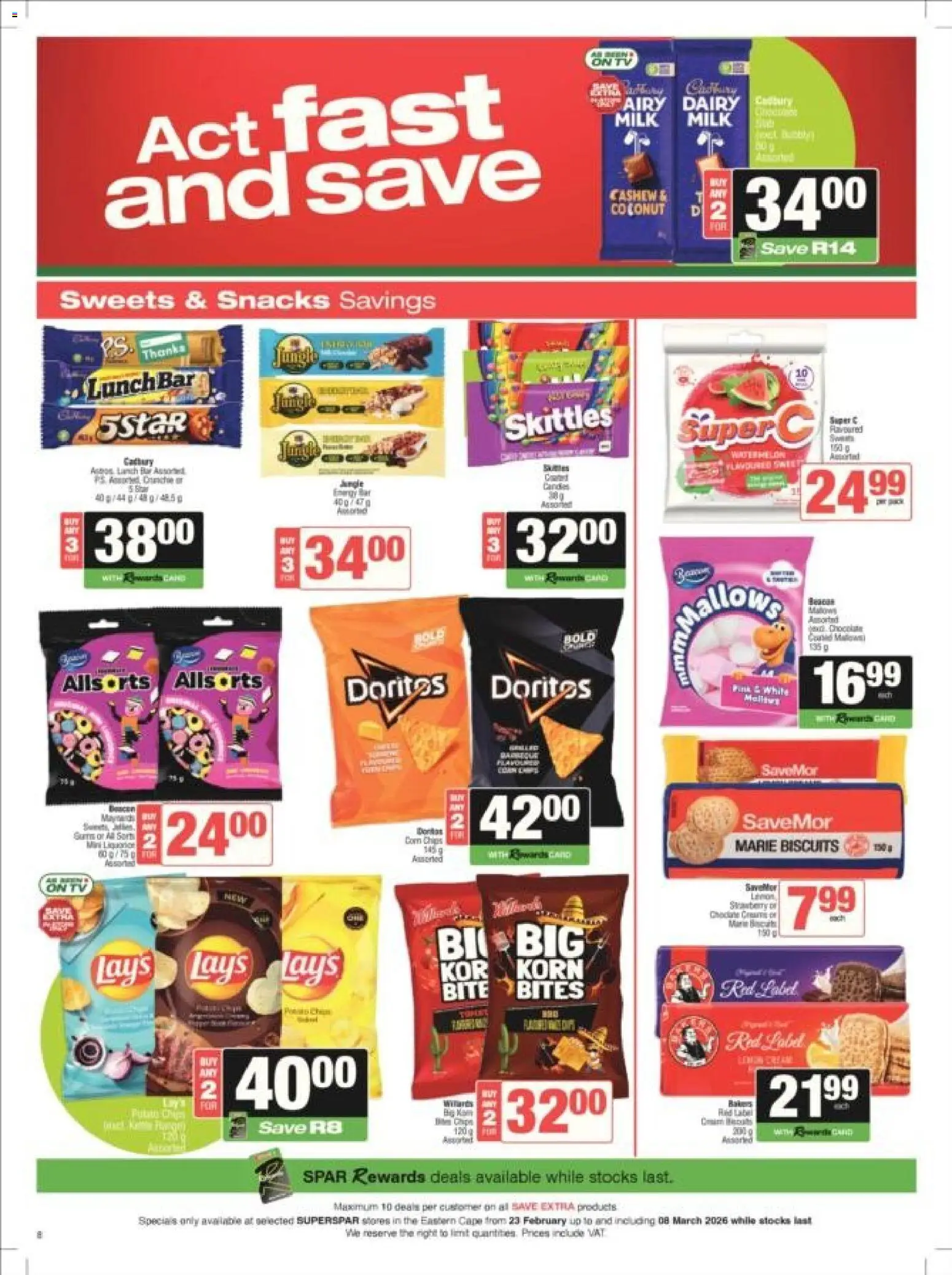 New Superspar catalogue – valid from 23.02.2026 | Page: 5 | Products: Sweets, TV, Milk, Snacks