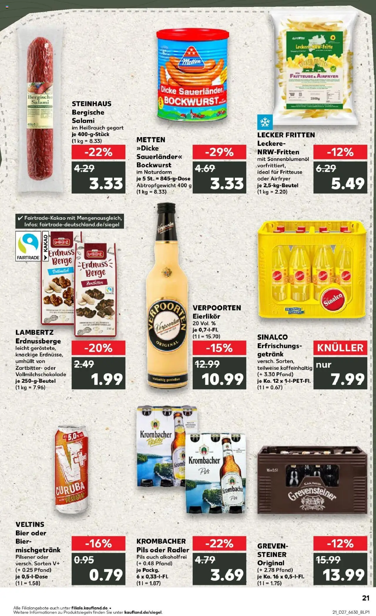 Kaufland prospekt Kreuztal	 - gültig ab dem 03.07.2025 | Seite: 21 | Produkte: Sinalco, Sonnenblumenol, Krombacher, Fritteuse