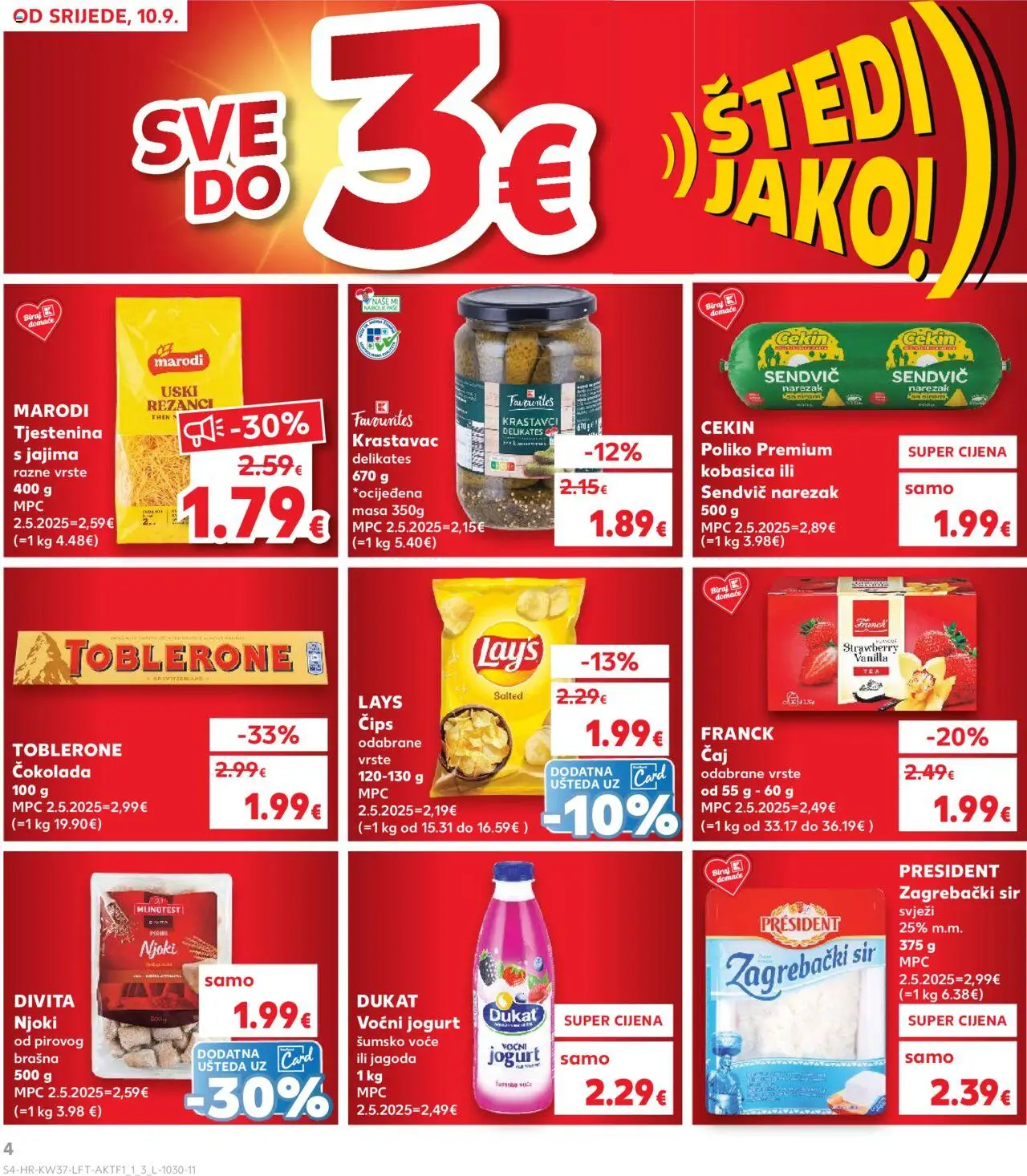 Kaufland katalog | vrijedi od 10.09.2025 | Stranica: 4 | Proizvodi: Narezak, Njoki, Krastavac, Voće