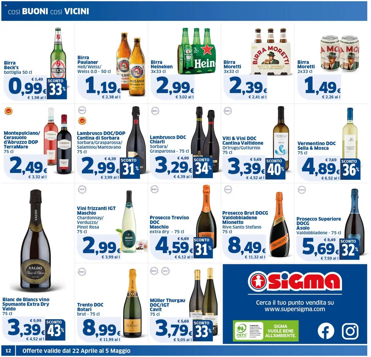 Volantino SIGMA del 22.04.2026 | Pagina: 12 | Prodotti: Birra, Prosecco, Vino, Spumante
