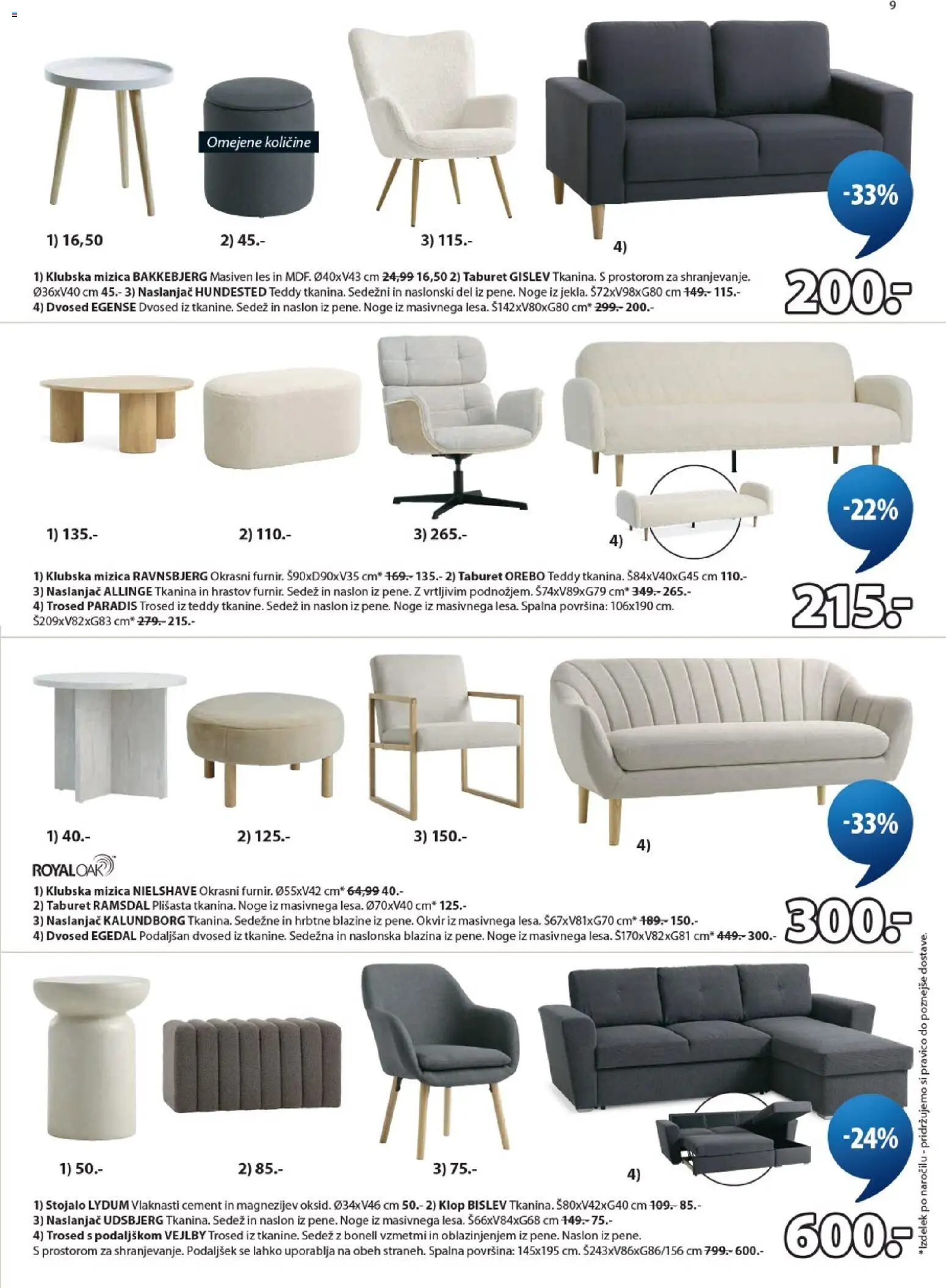 Novi JYSK katalog ponudbe – veljaven od 08.04.2026 | Stran: 9 | Izdelki: Dvosed, Okvir, Blazina, Cement