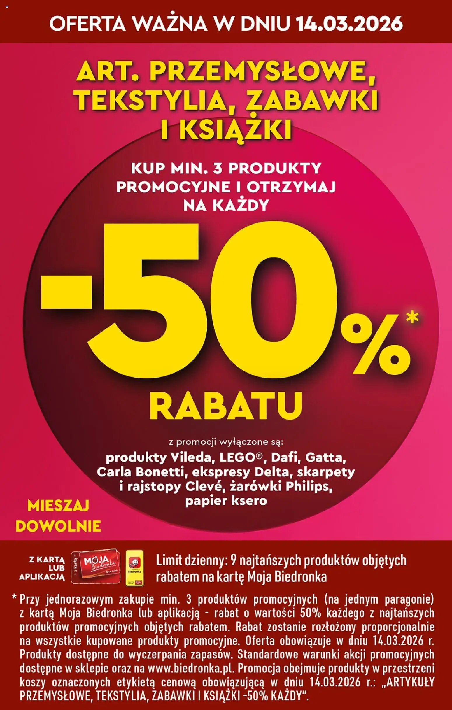 Biedronka gazetka - Najtańsza sobota od 14.03.2026 | Strona: 3 | Produkty: Karta, Skarpety, Rajstopy, Żarówki