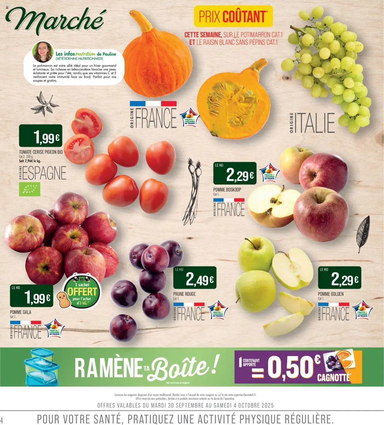  | Page: 4 | Produits: Pomme, Prune, Raisin, Tomate cerise