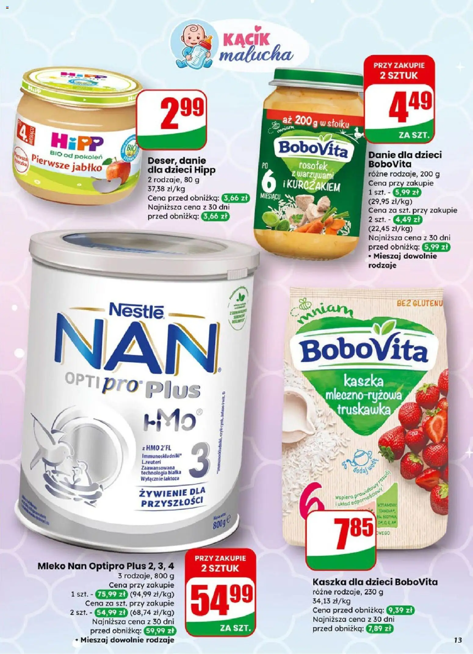 Dino Gazetka od 07.01.2026 | Strona: 13 | Produkty: Kaszka dla dzieci, Mleko nan, Mleko