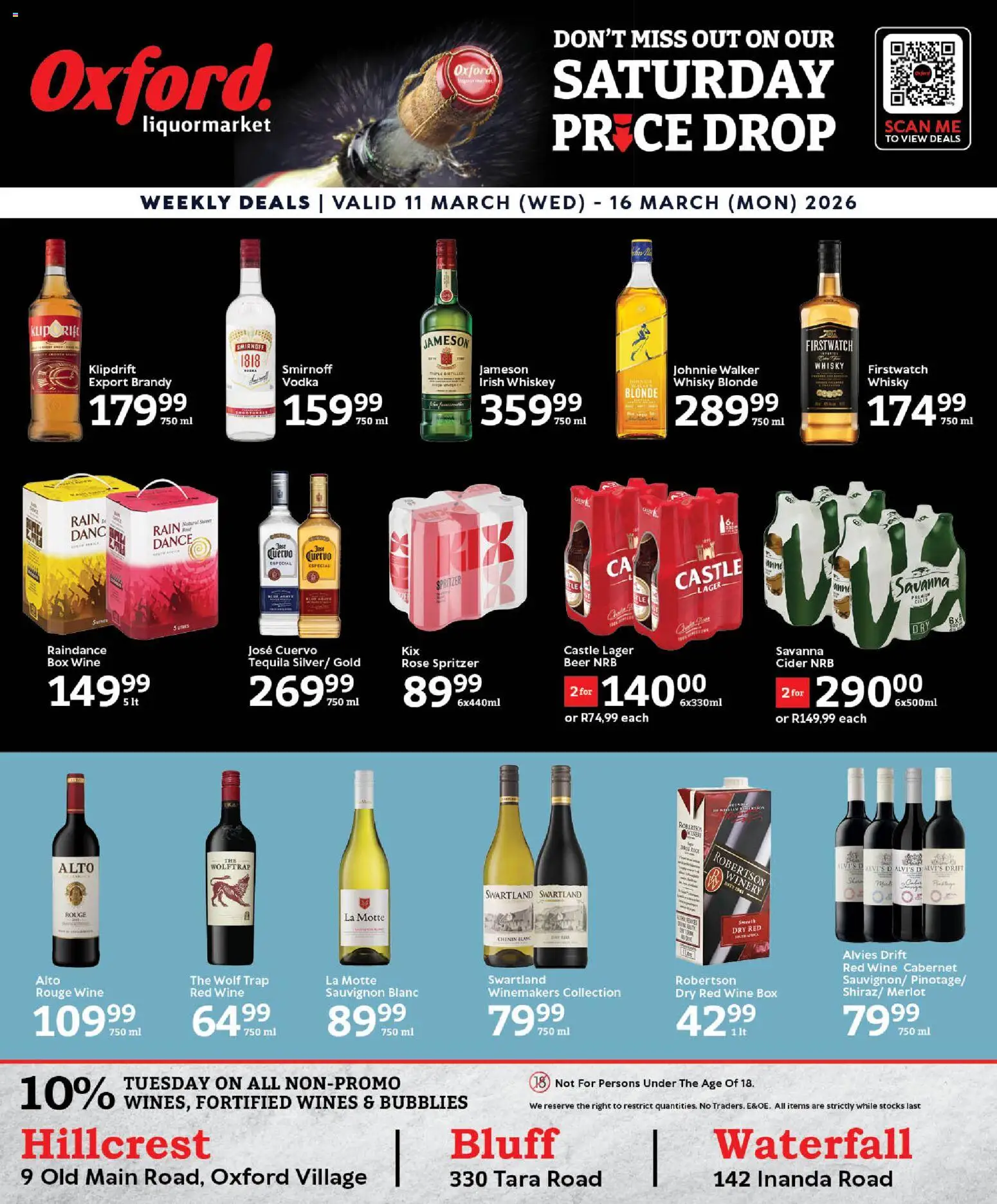 New Oxford Freshmarket catalogue – valid from 11.03.2026 | Page: 16 | Products: Brandy, Wine, Vodka, Whiskey